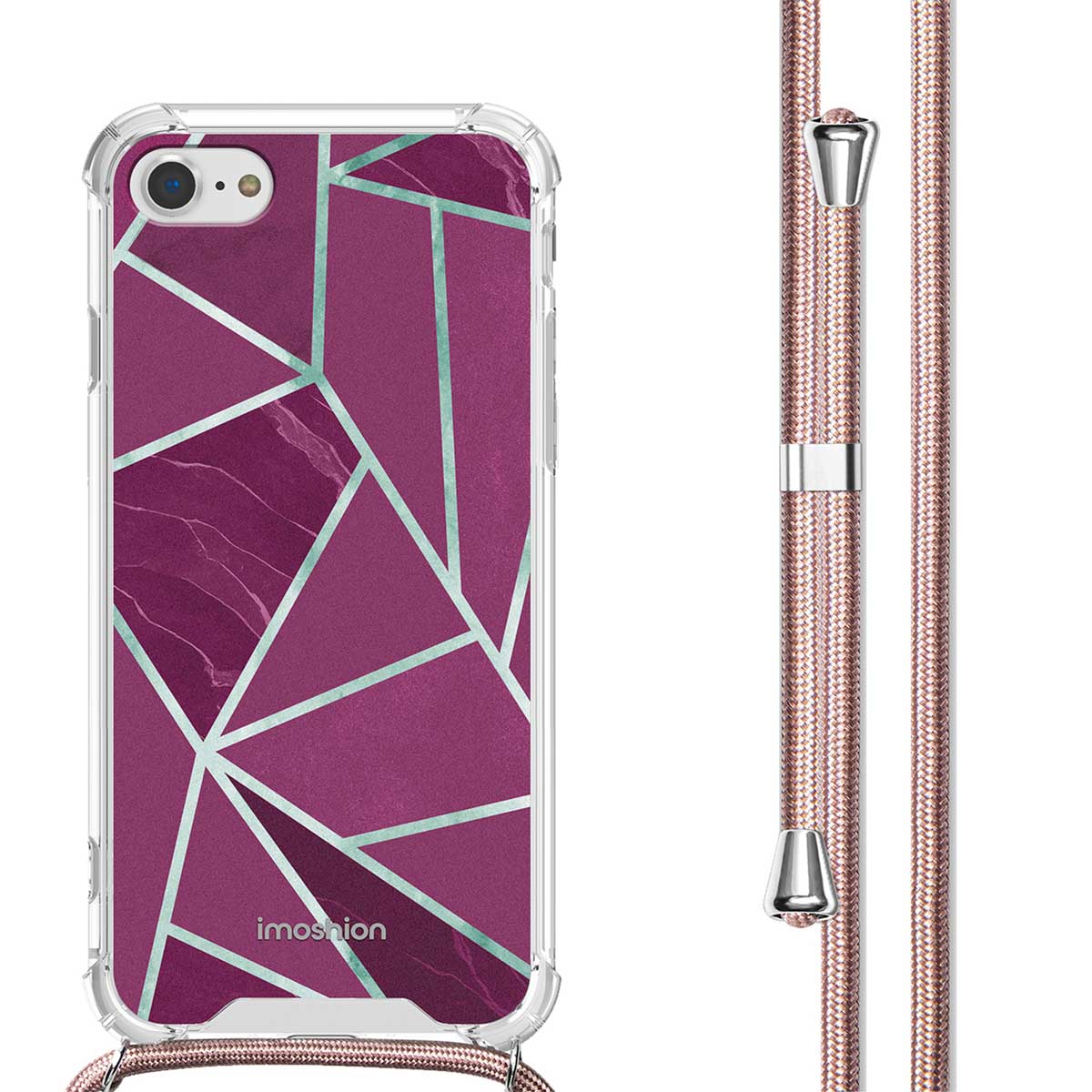 imoshion Design Hülle mit Band für das Apple iPhone SE (2022 / 2020) / 8 / 7 - Bordeaux Graphic