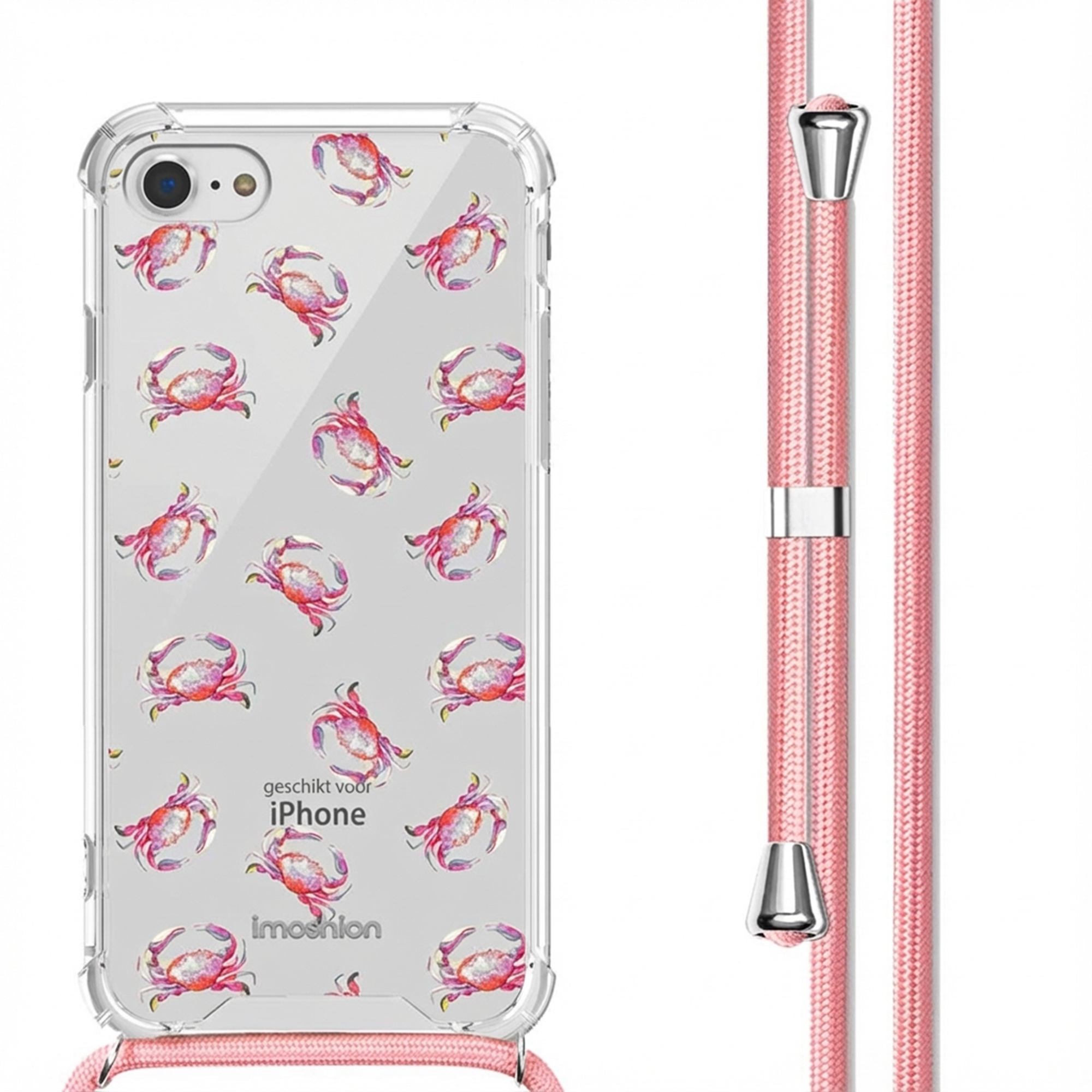 imoshion Design Hülle mit Band für das Apple iPhone SE (2022 / 2020) / 8 / 7 - Crab Watercolor