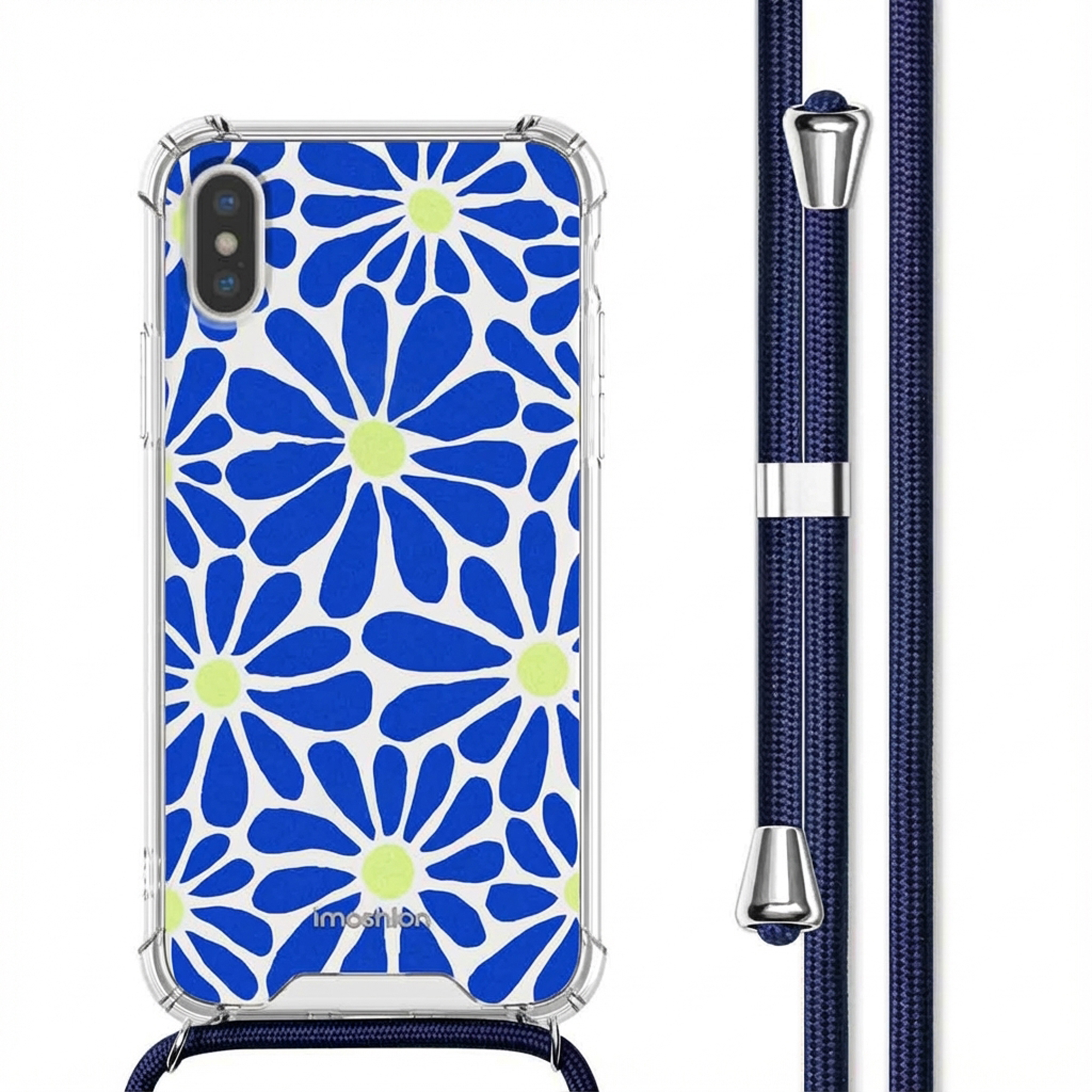 imoshion Design Hülle mit Band für das Apple iPhone X / Xs - Cobalt Blue Flowers Connect