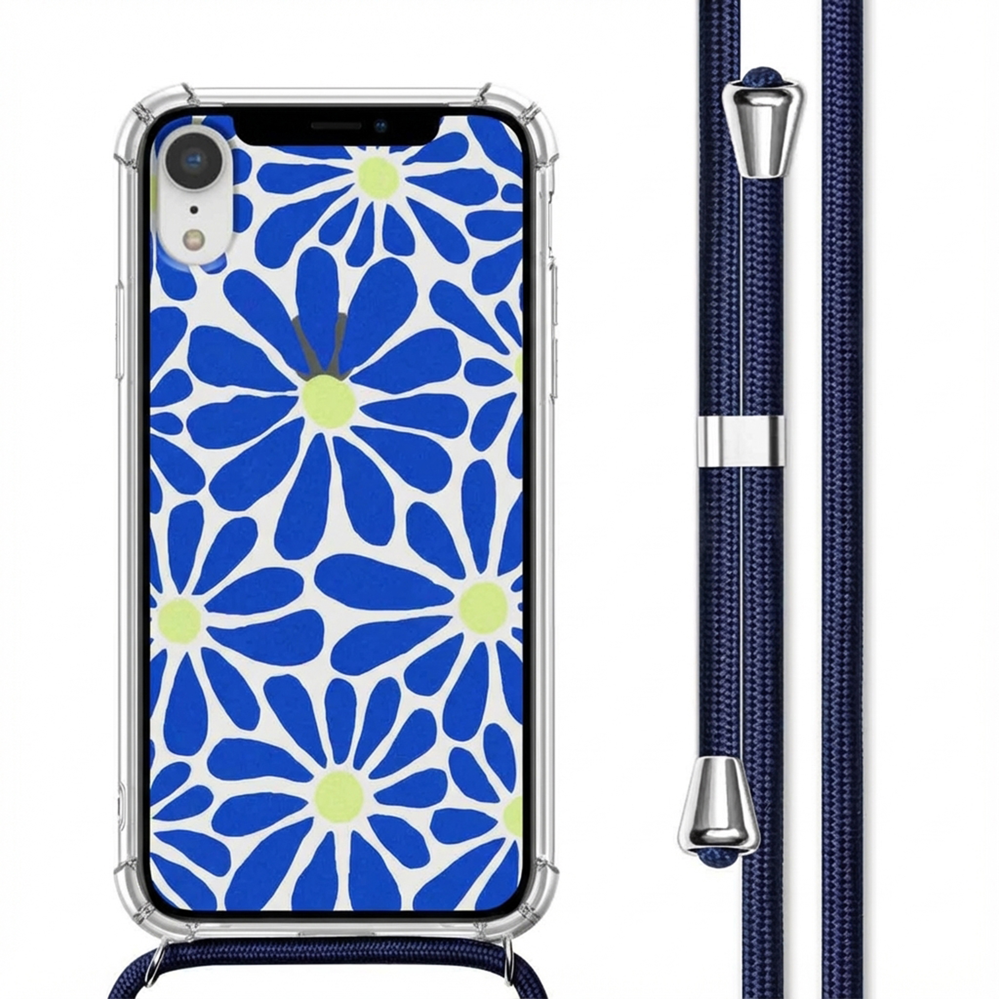 imoshion Design Hülle mit Band für das Apple iPhone Xr - Cobalt Blue Flowers Connect