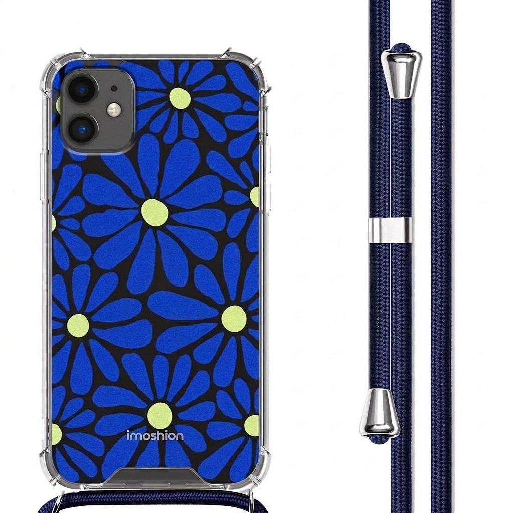imoshion Design Hülle mit Band für das Apple iPhone 11 - Cobalt Blue Flowers Connect