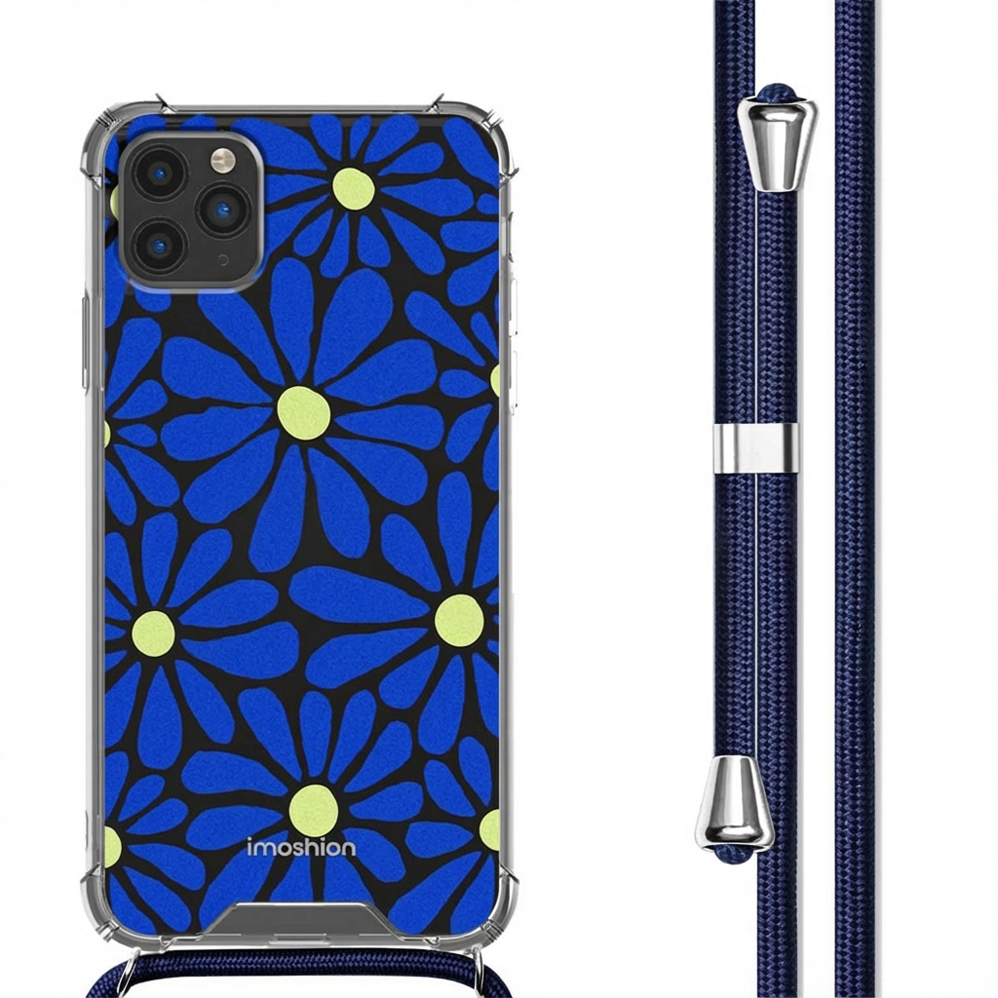 imoshion Design Hülle mit Band für das Apple iPhone 11 Pro Max - Cobalt Blue Flowers Connect