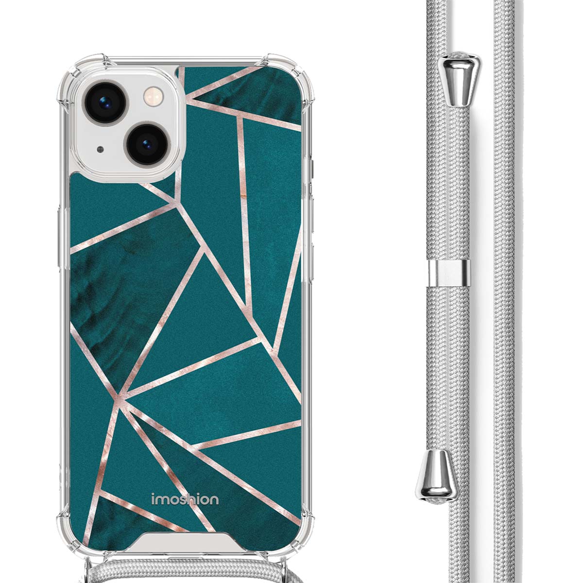 imoshion Design Hülle mit Band für das Apple iPhone 13 - Petrol Green Graphic
