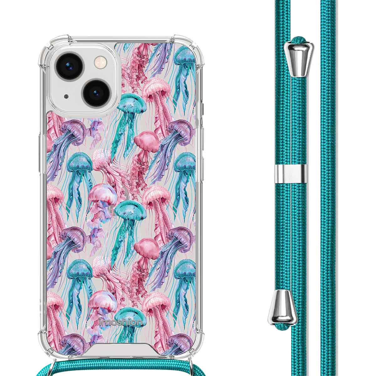 imoshion Design Hülle mit Band für das Apple iPhone 13 - Jellyfish Watercolor