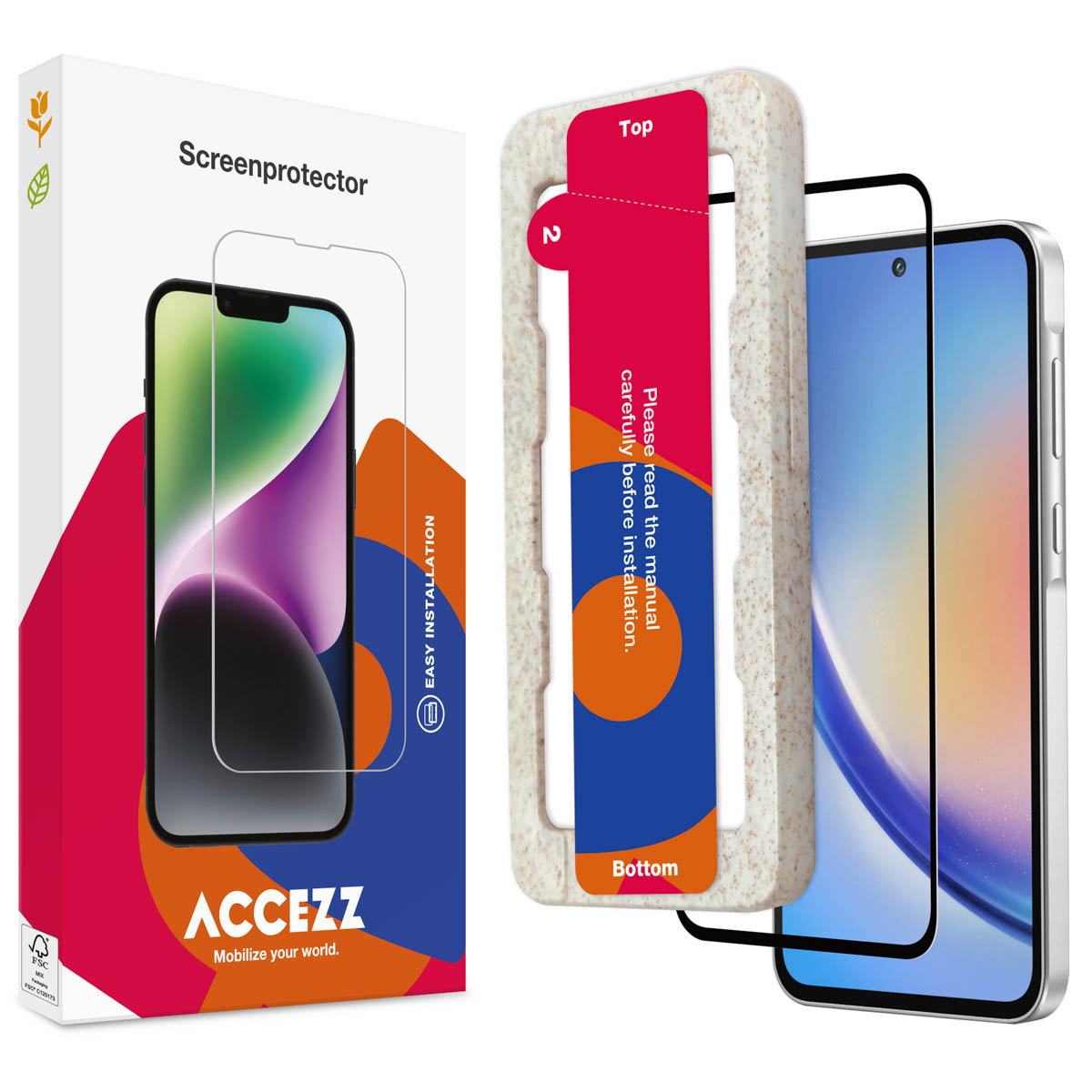Accezz Vollflächige Schutzfolie aus gehärtetem Glas mit Applikator für das Samsung Galaxy A55 (5G) / A35