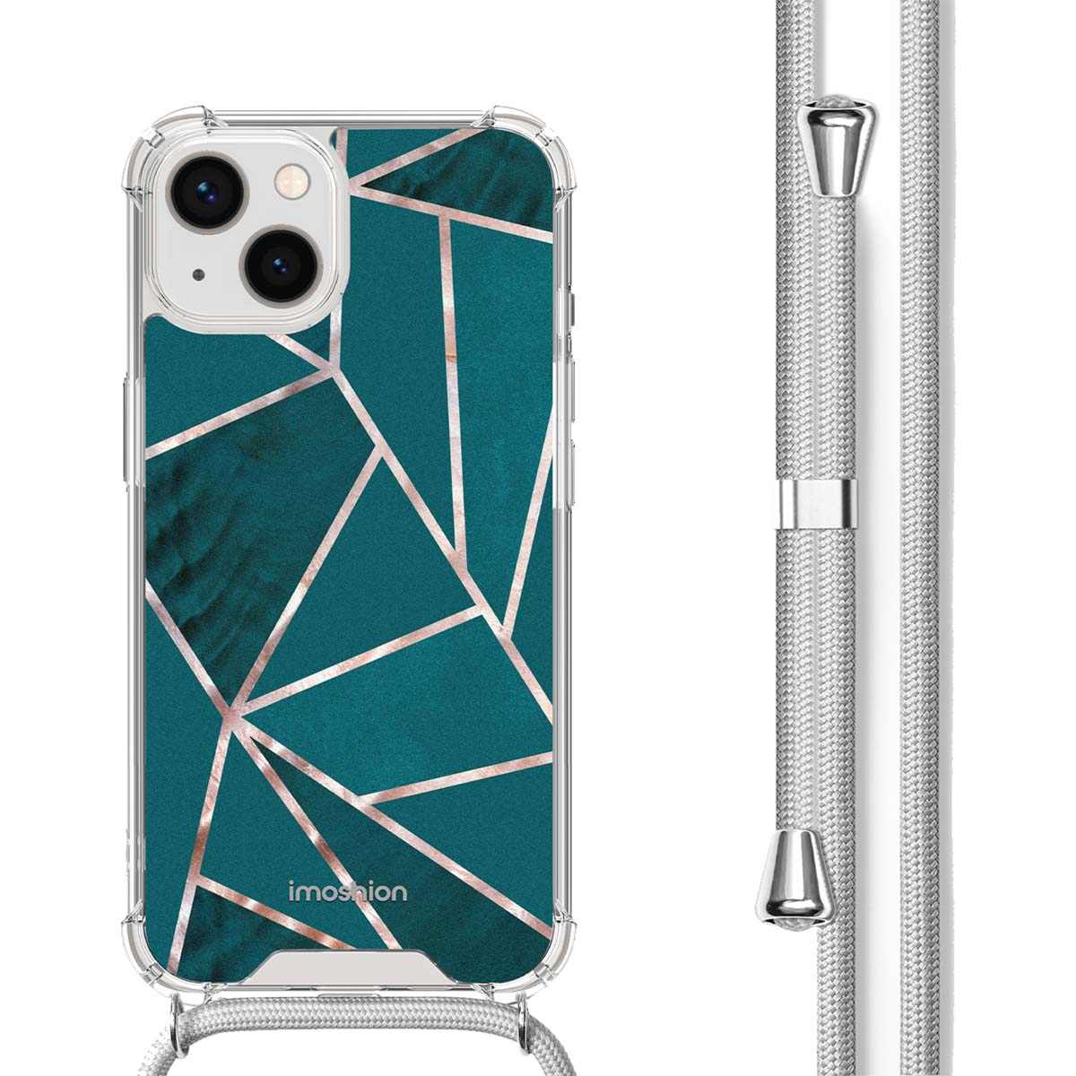 imoshion Design Hülle mit Band für das Apple iPhone 14 - Petrol Green Graphic