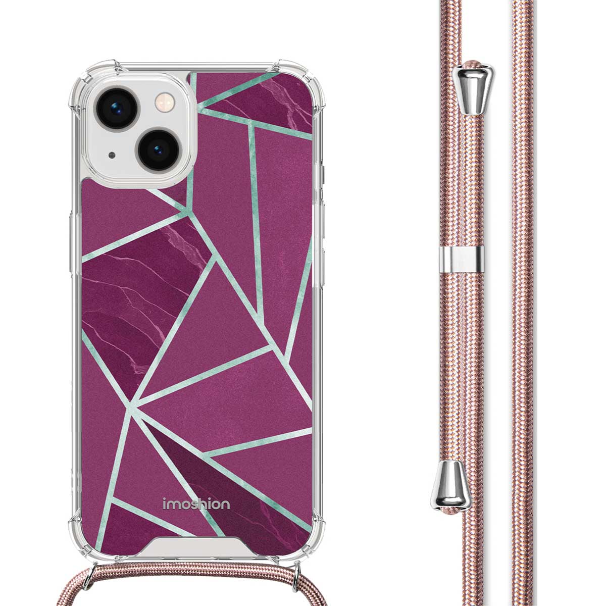 imoshion Design Hülle mit Band für das Apple iPhone 14 - Bordeaux Graphic