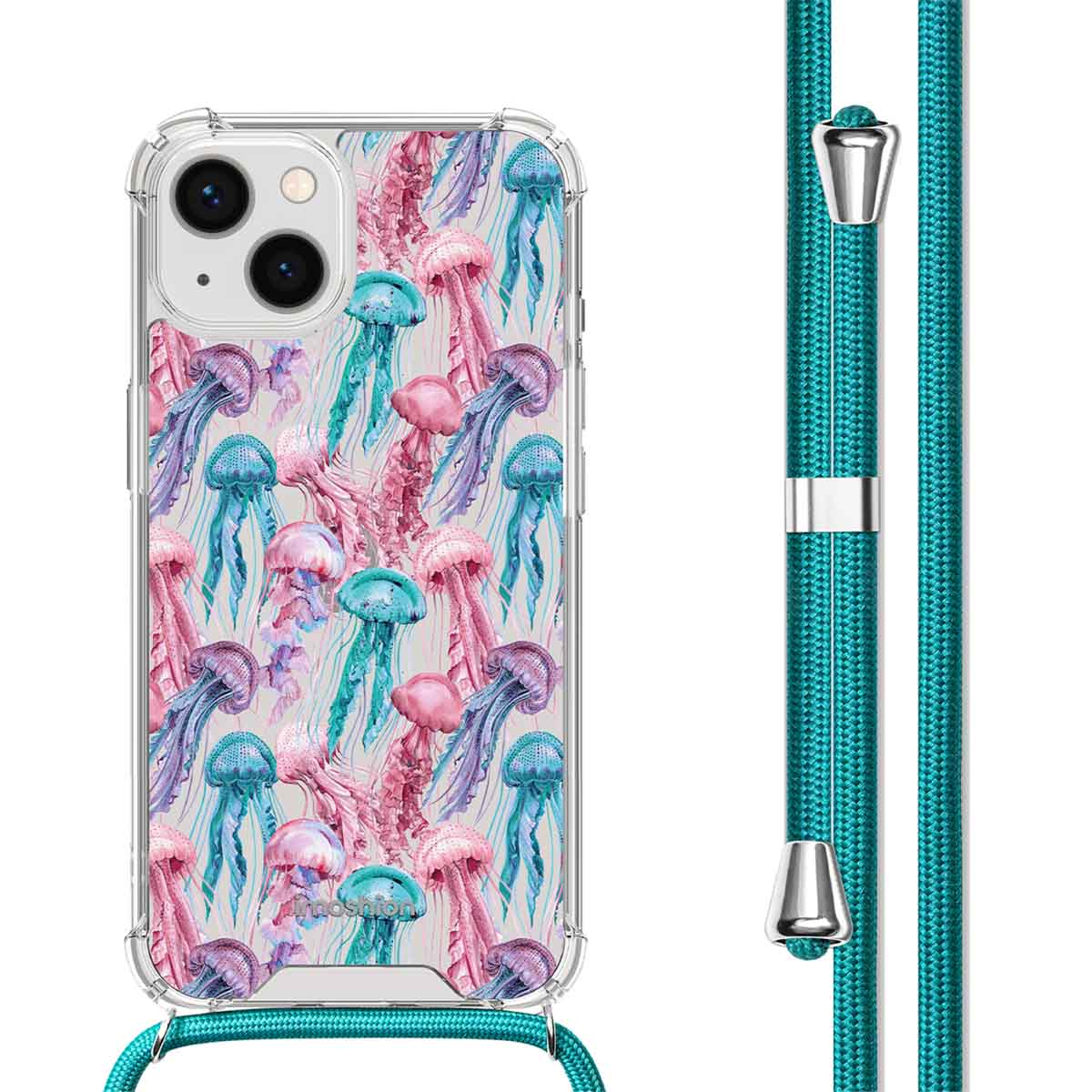 imoshion Design Hülle mit Band für das Apple iPhone 14 - Jellyfish Watercolor