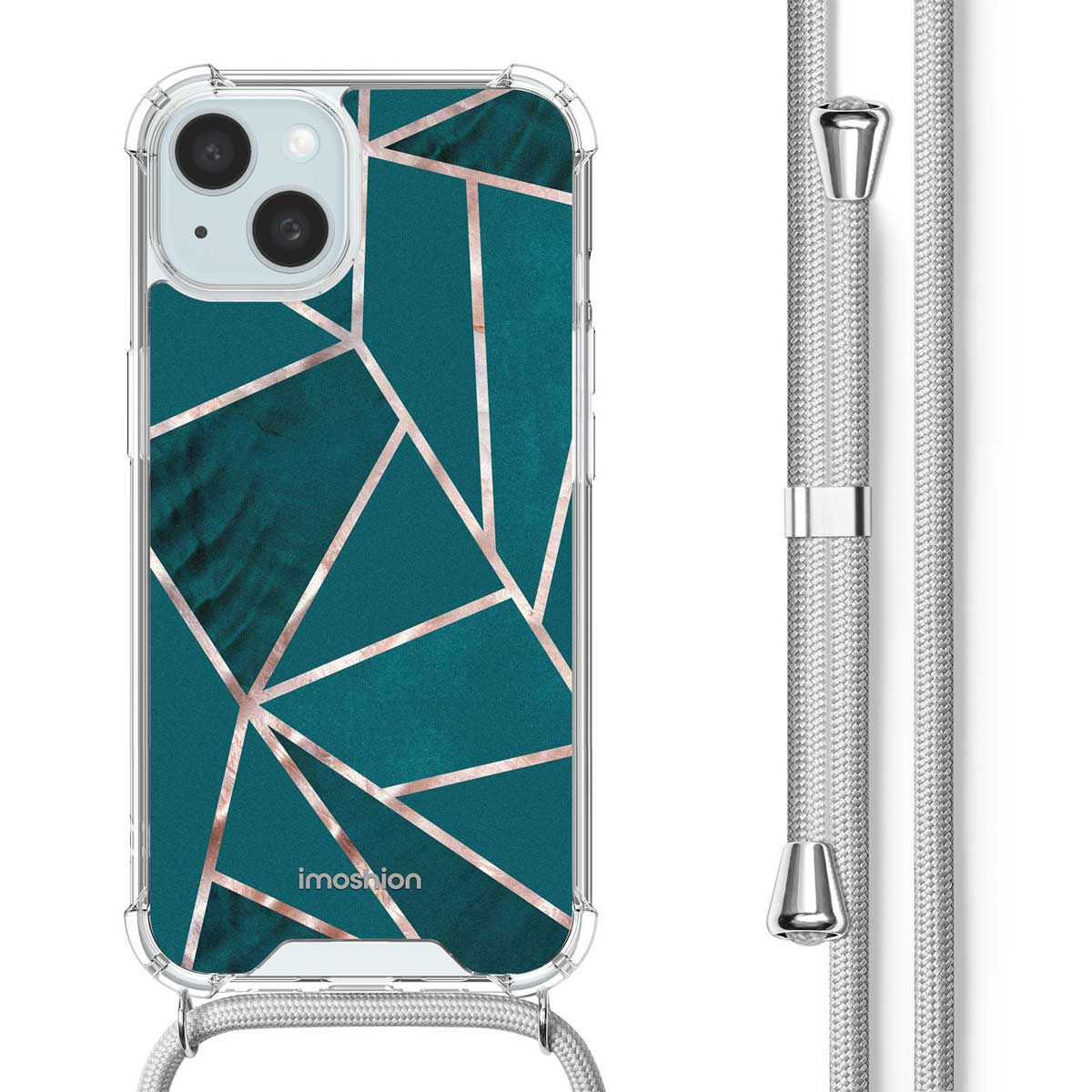 imoshion Design Hülle mit Band für das Apple iPhone 15 - Petrol Green Graphic