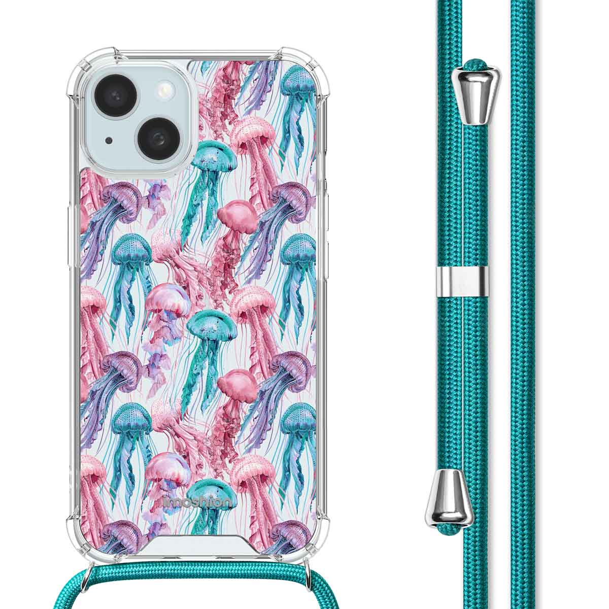 imoshion Design Hülle mit Band für das Apple iPhone 15 - Jellyfish Watercolor