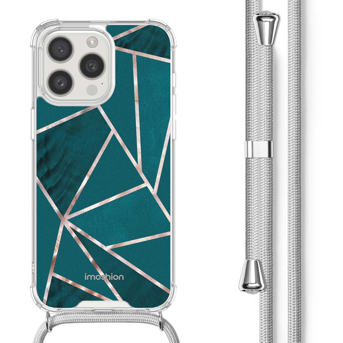 imoshion Design Hülle mit Band für das Apple iPhone 15 Pro - Petrol Green Graphic