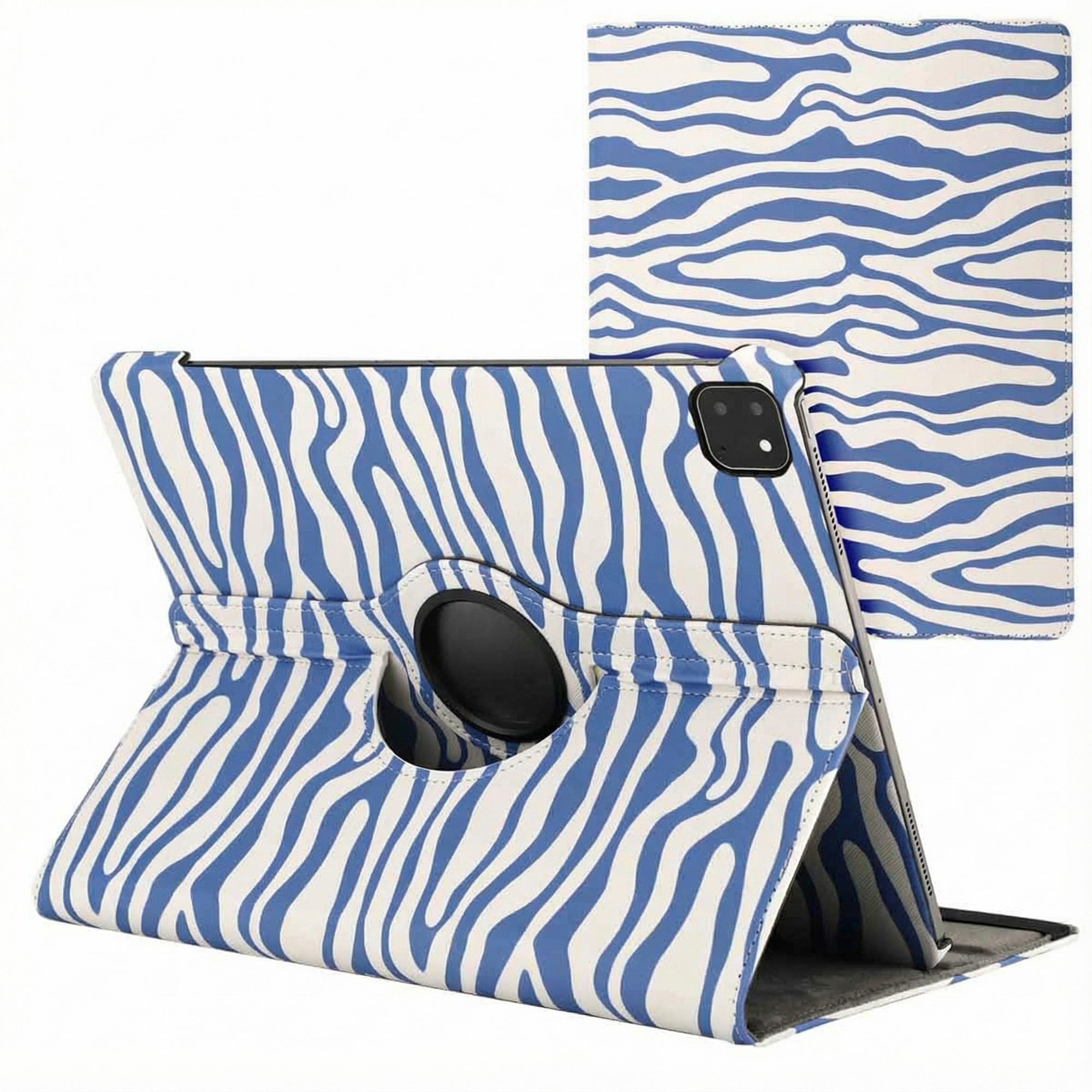 imoshion 360° drehbare Design Klapphülle für das Apple iPad Air 13 Zoll (2026) M4 / (2025) M3 / (2024) M2 - White Blue Stripes