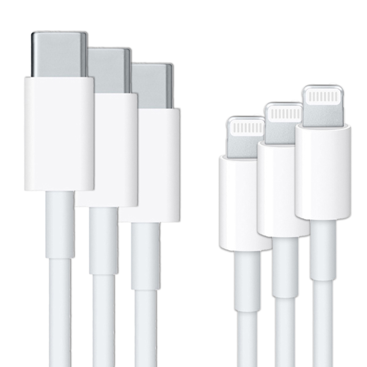 Markenlos USB-C-auf-Lightning-Kabel 3er-Pack - Apple 'pre-owned' - 1 Meter - Weiß