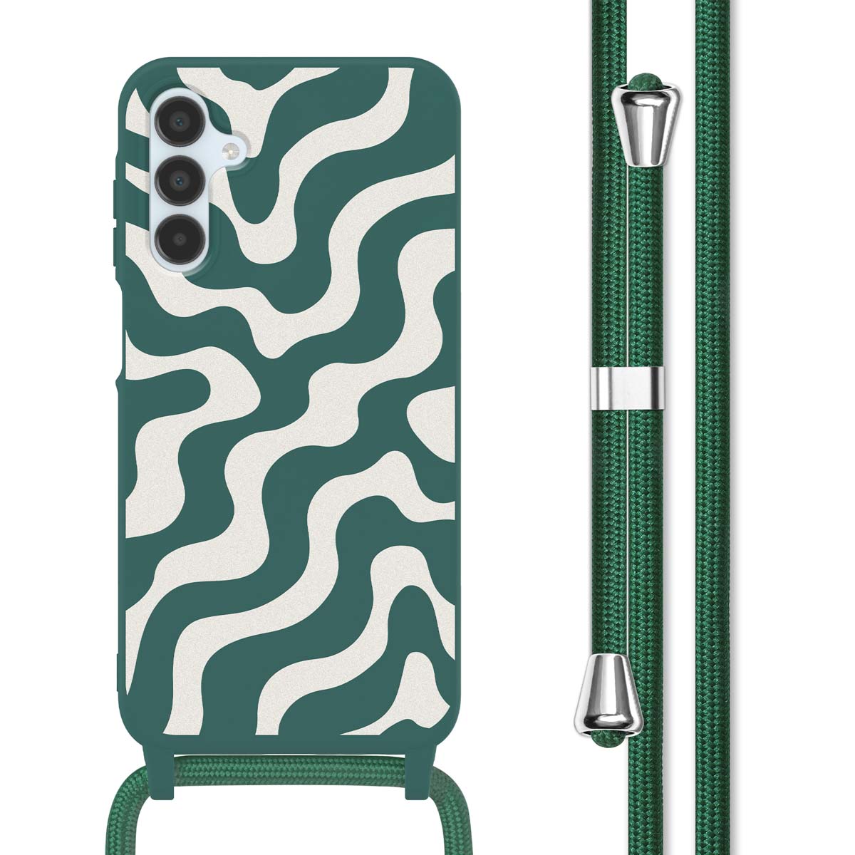 imoshion SilikonHülle design mit Band für das Samsung Galaxy A15 (5G/4G) - Petrol Green Groovy