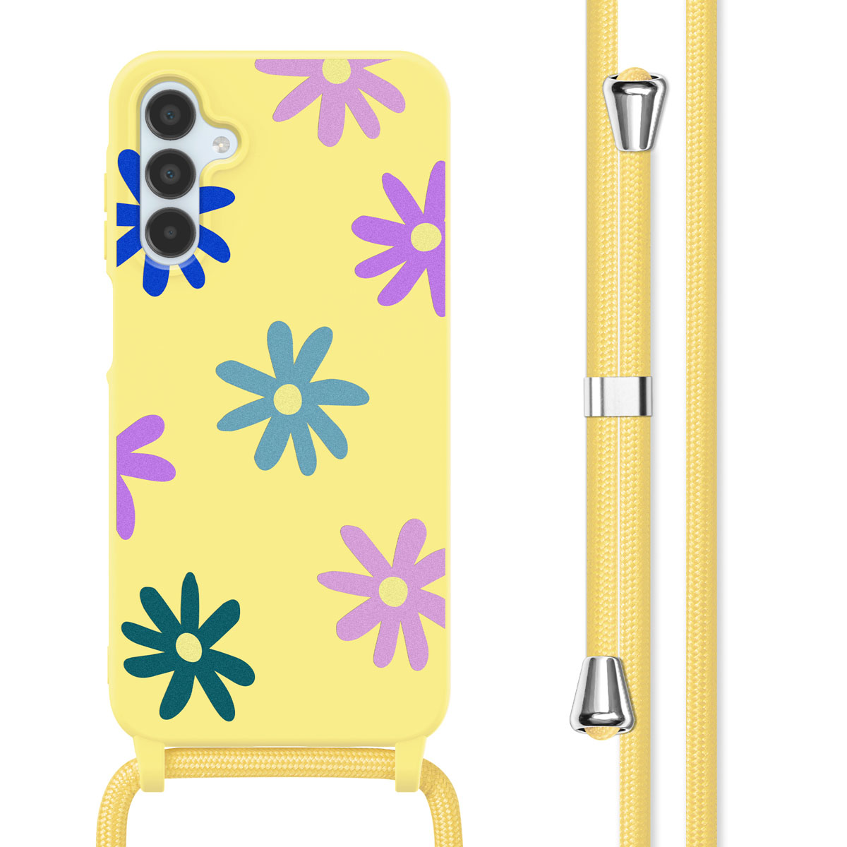 imoshion SilikonHülle design mit Band für das Samsung Galaxy A15 (5G/4G) - Yellow Flower Distance