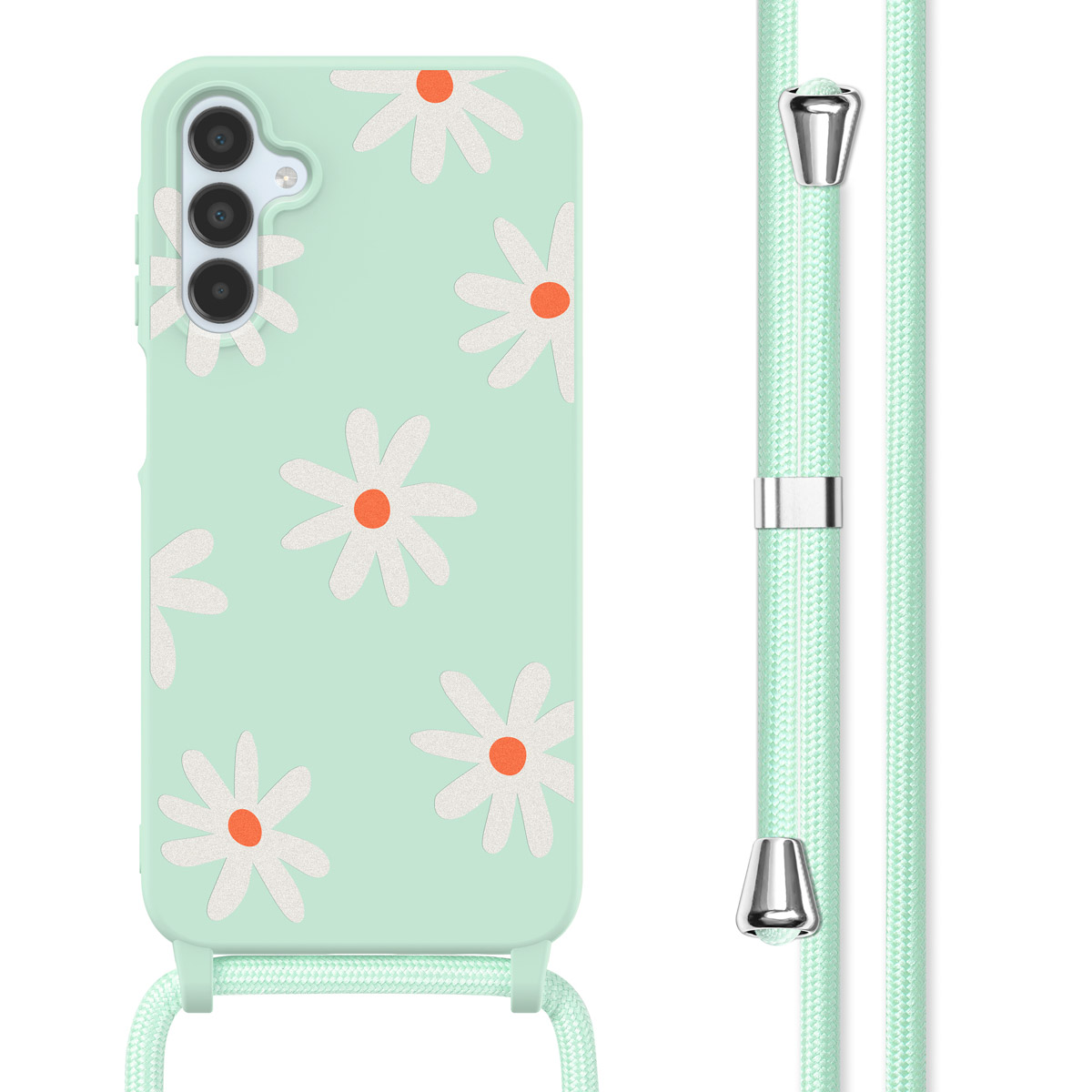 imoshion SilikonHülle design mit Band für das Samsung Galaxy A15 (5G/4G) - Green Flower Distance