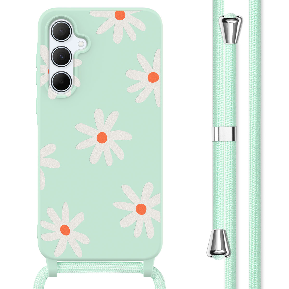 imoshion SilikonHülle design mit Band für das Samsung Galaxy A55 - Green Flower Distance