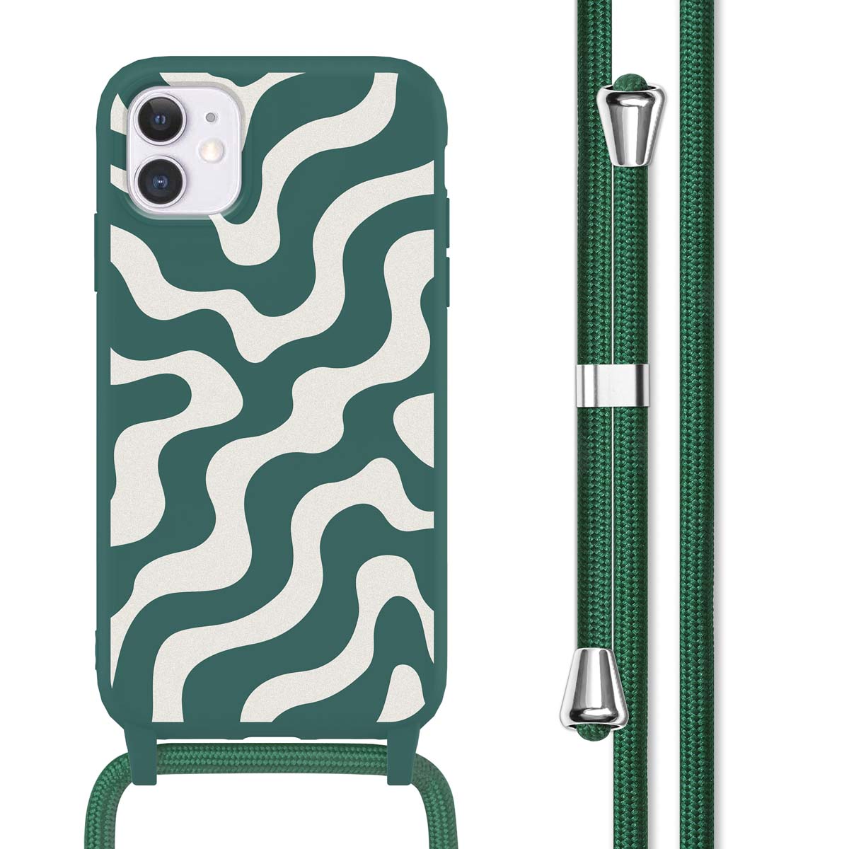 imoshion SilikonHülle design mit Band für das Apple iPhone 11 - Petrol Green Groovy