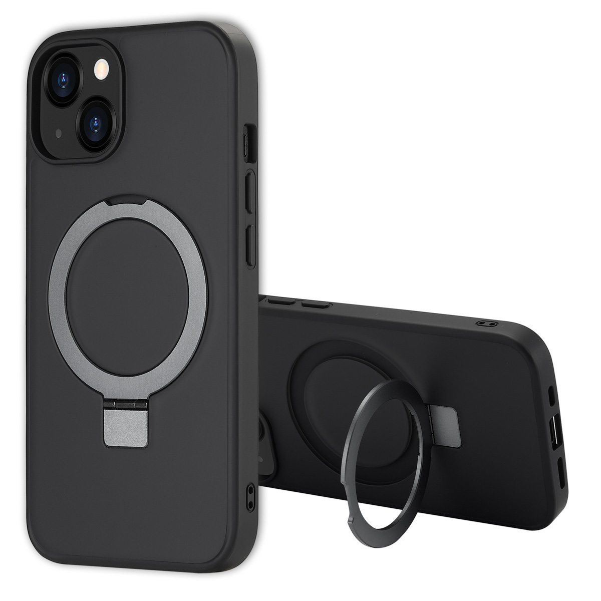 Accezz Ring Stand Backcover mit MagSafe für das Apple iPhone 13 - Schwarz