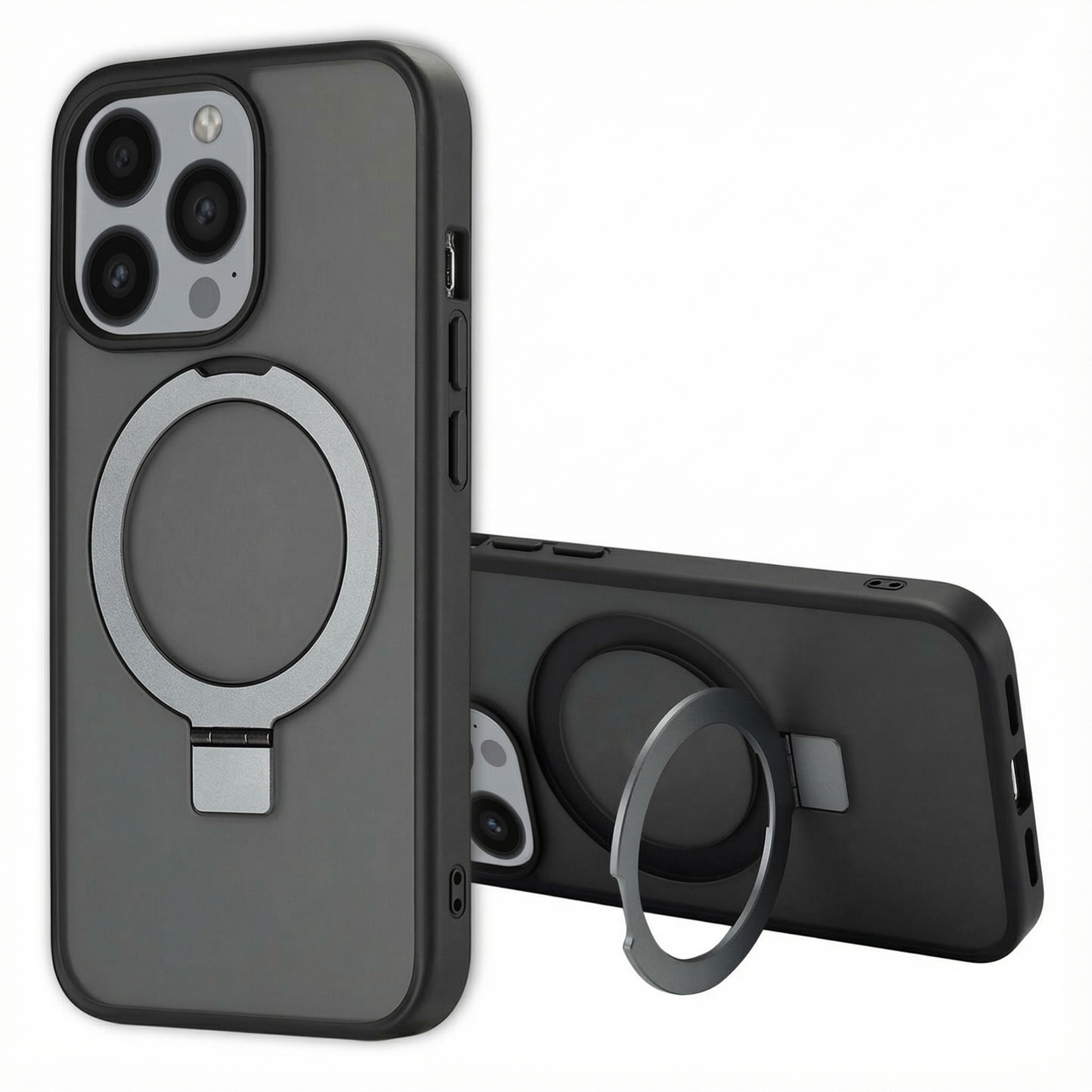Accezz Ring Stand Backcover mit MagSafe für das Apple iPhone 13 Pro - Schwarz