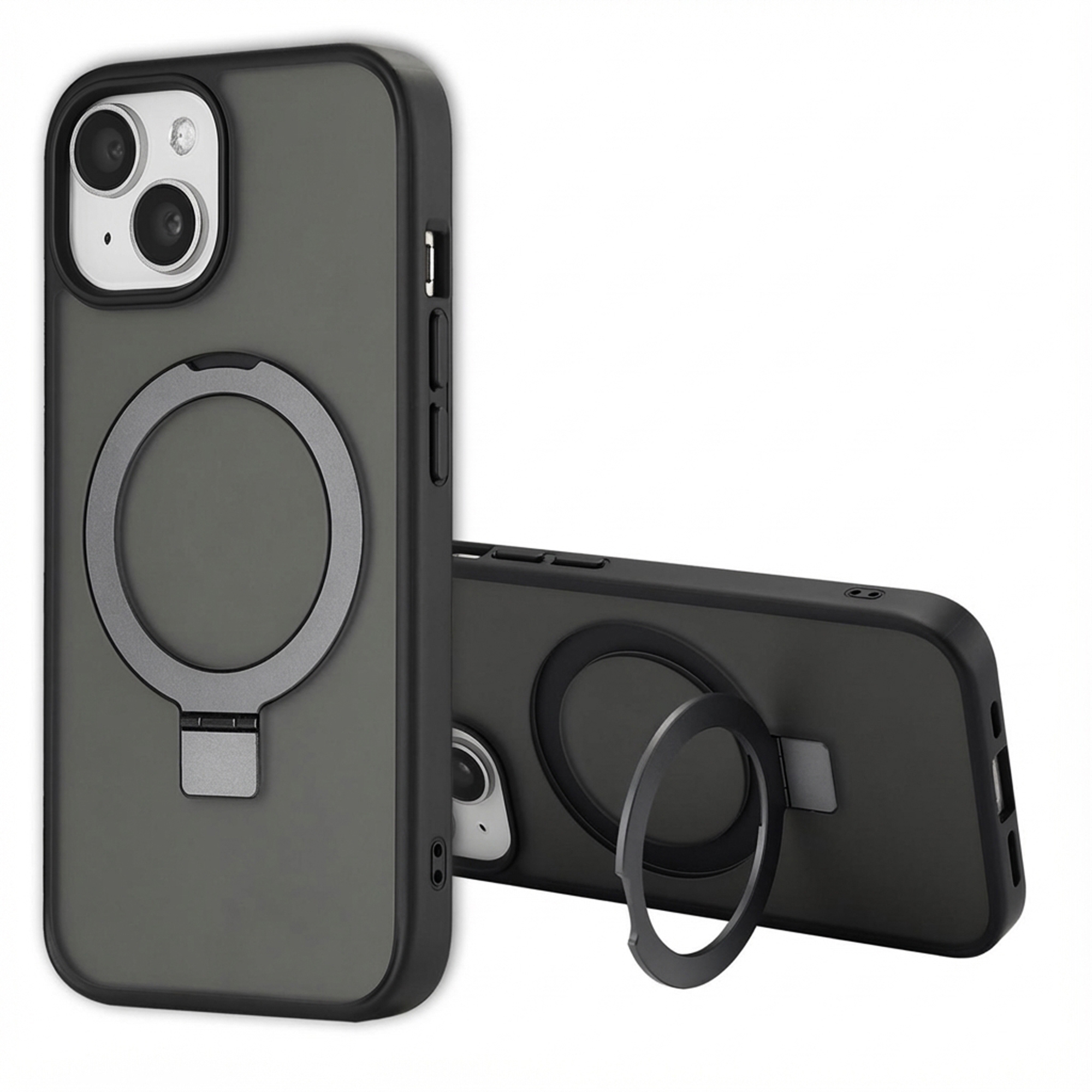 Accezz Ring Stand Backcover mit MagSafe für das Apple iPhone 15 - Schwarz
