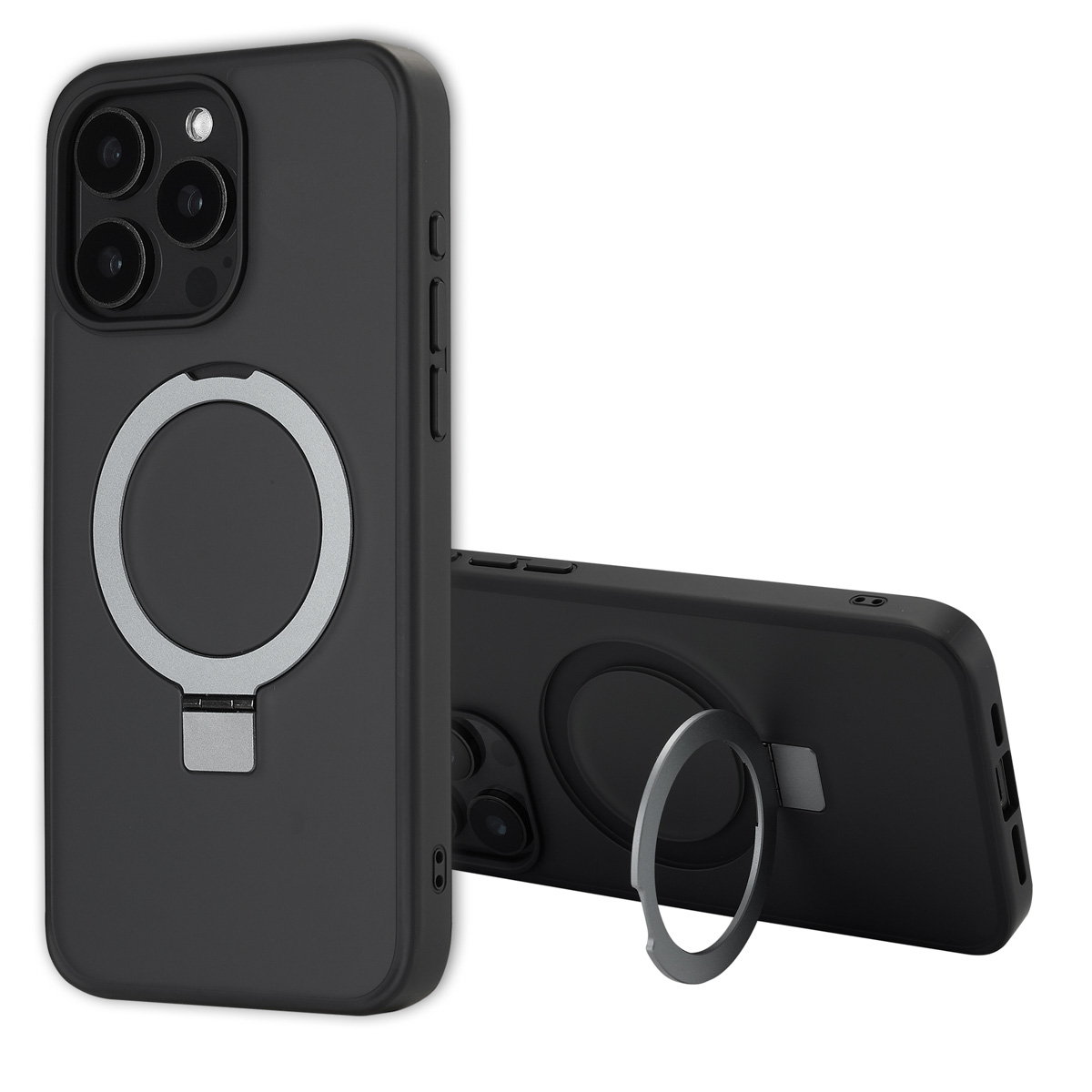 Accezz Ring Stand Backcover mit MagSafe für das Apple iPhone 15 Pro Max - Schwarz
