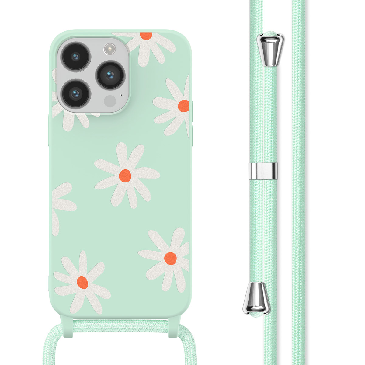 imoshion SilikonHülle design mit Band für das Apple iPhone 14 Pro - Green Flower Distance
