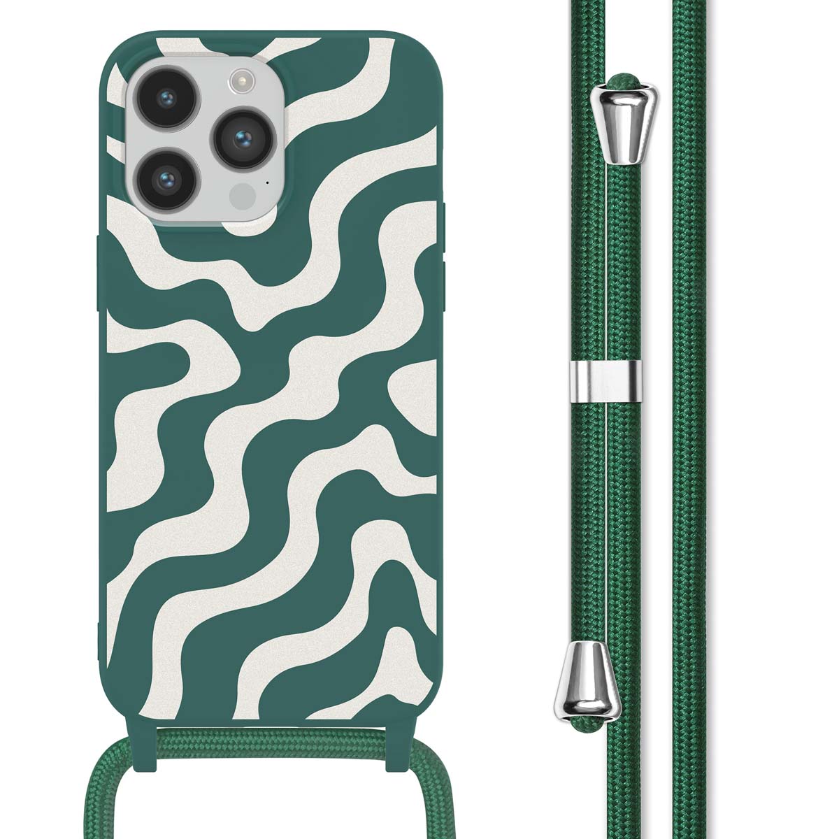imoshion SilikonHülle design mit Band für das Apple iPhone 14 Pro Max - Petrol Green Groovy