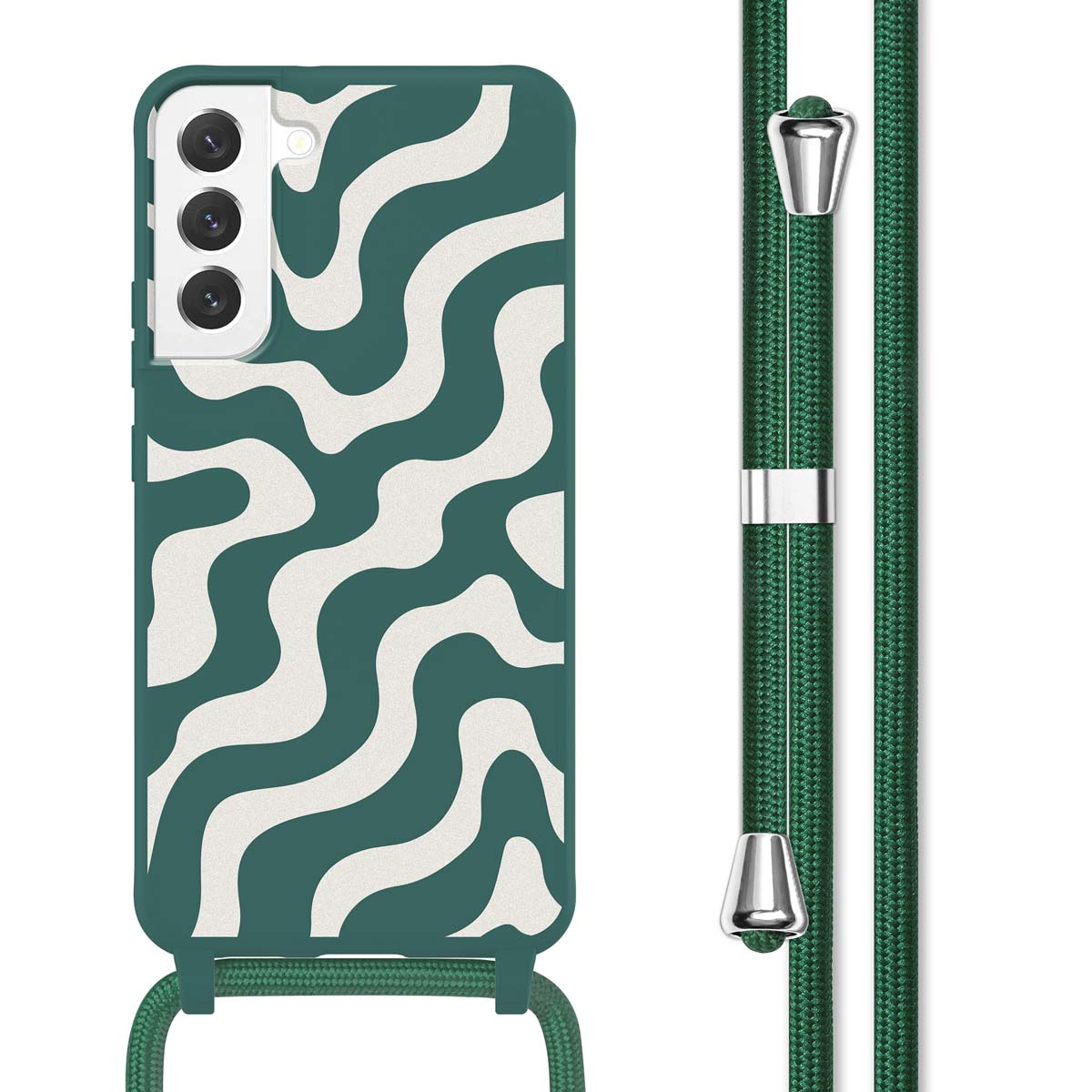 imoshion SilikonHülle design mit Band für das Samsung Galaxy S22 Plus - Petrol Green Groovy