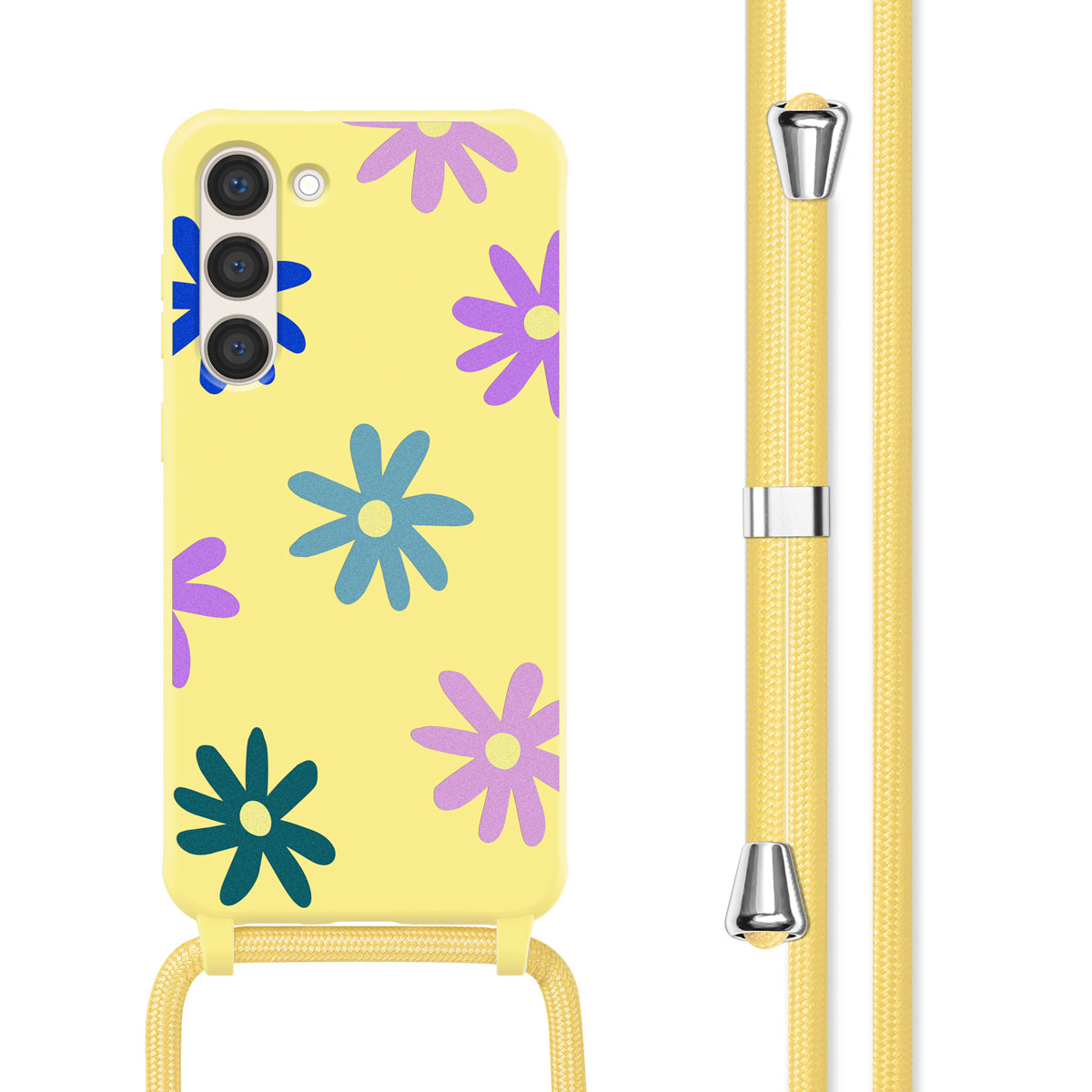 imoshion SilikonHülle design mit Band für das Samsung Galaxy S23 - Yellow Flower Distance