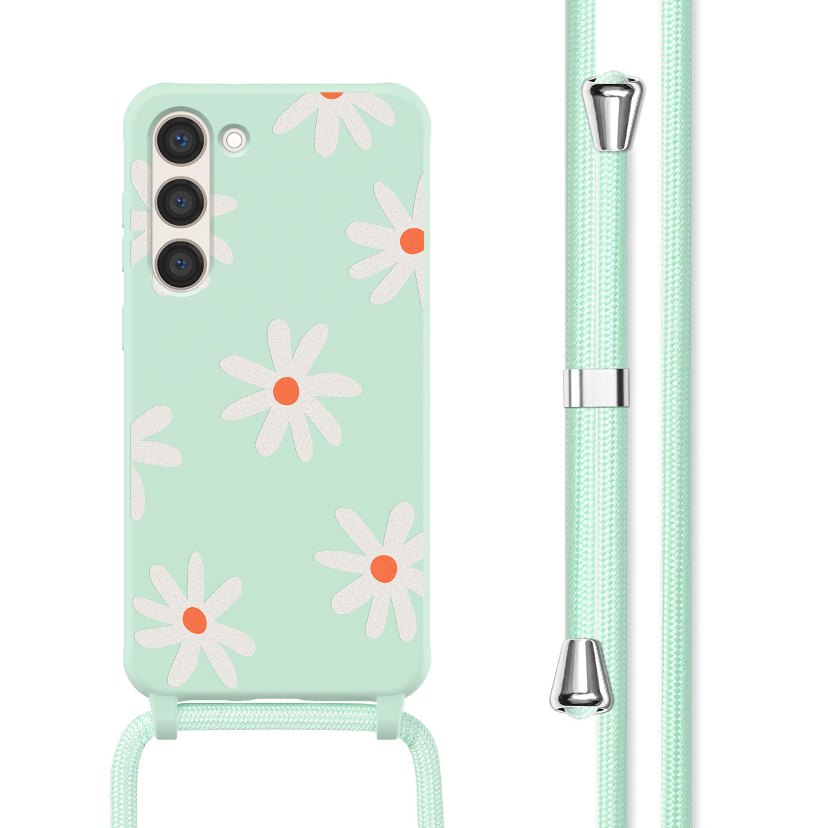 imoshion SilikonHülle design mit Band für das Samsung Galaxy S23 - Green Flower Distance