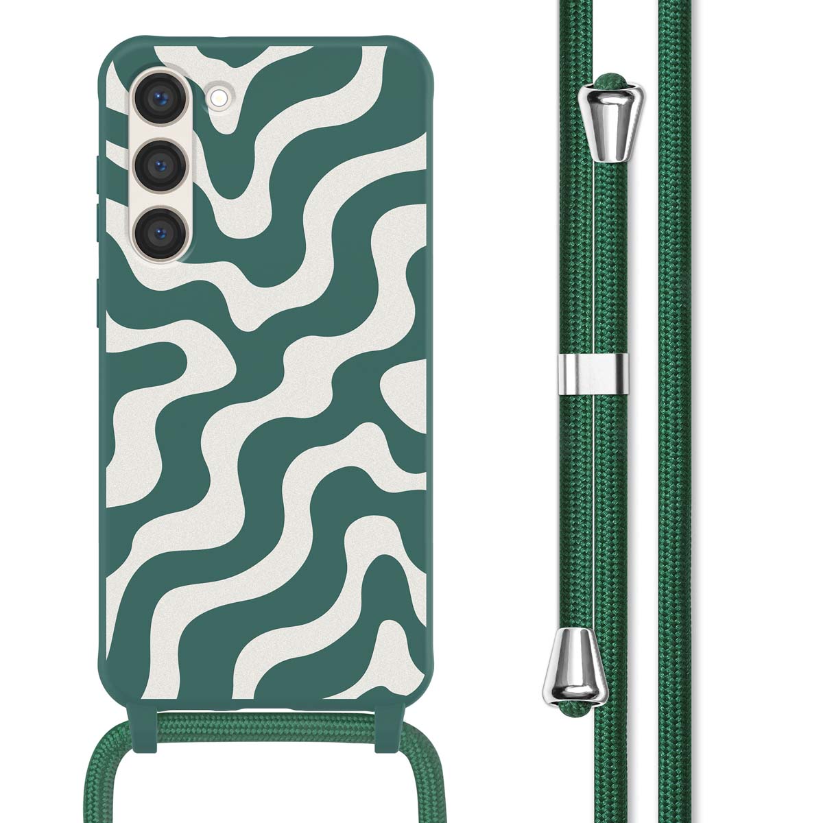 imoshion SilikonHülle design mit Band für das Samsung Galaxy S23 Plus - Petrol Green Groovy