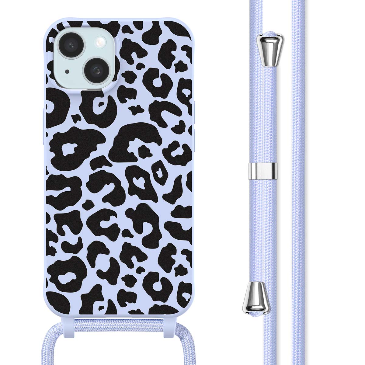 imoshion SilikonHülle design mit Band für das Apple iPhone 15 - Animal Lila