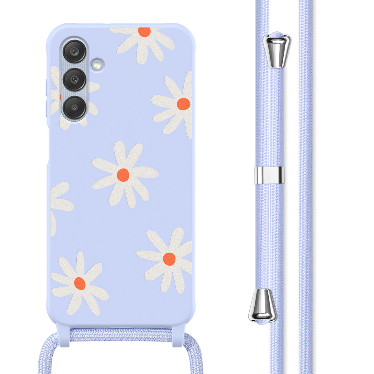 imoshion SilikonHülle design mit Band für das Samsung Galaxy A25 (5G) - Lila Flower Distance