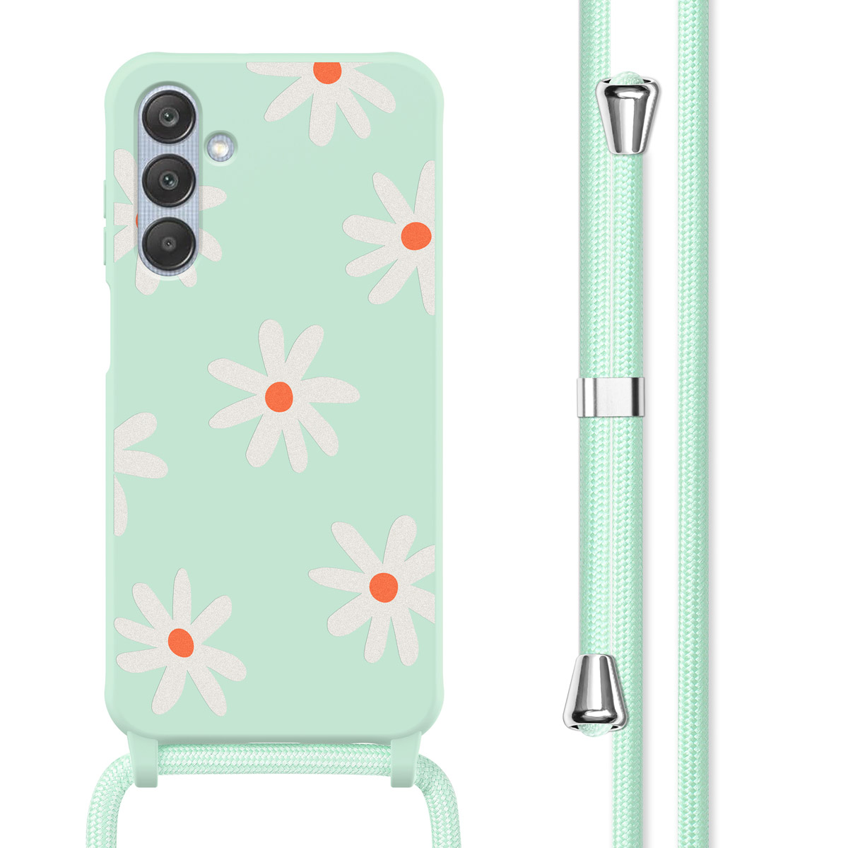 imoshion SilikonHülle design mit Band für das Samsung Galaxy A25 (5G) - Green Flower Distance
