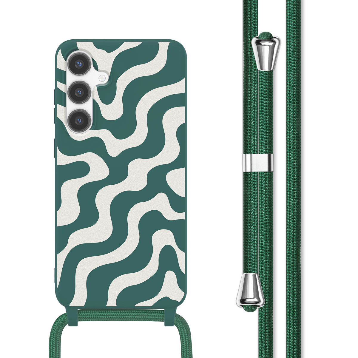 imoshion SilikonHülle design mit Band für das Samsung Galaxy S24 - Petrol Green Groovy