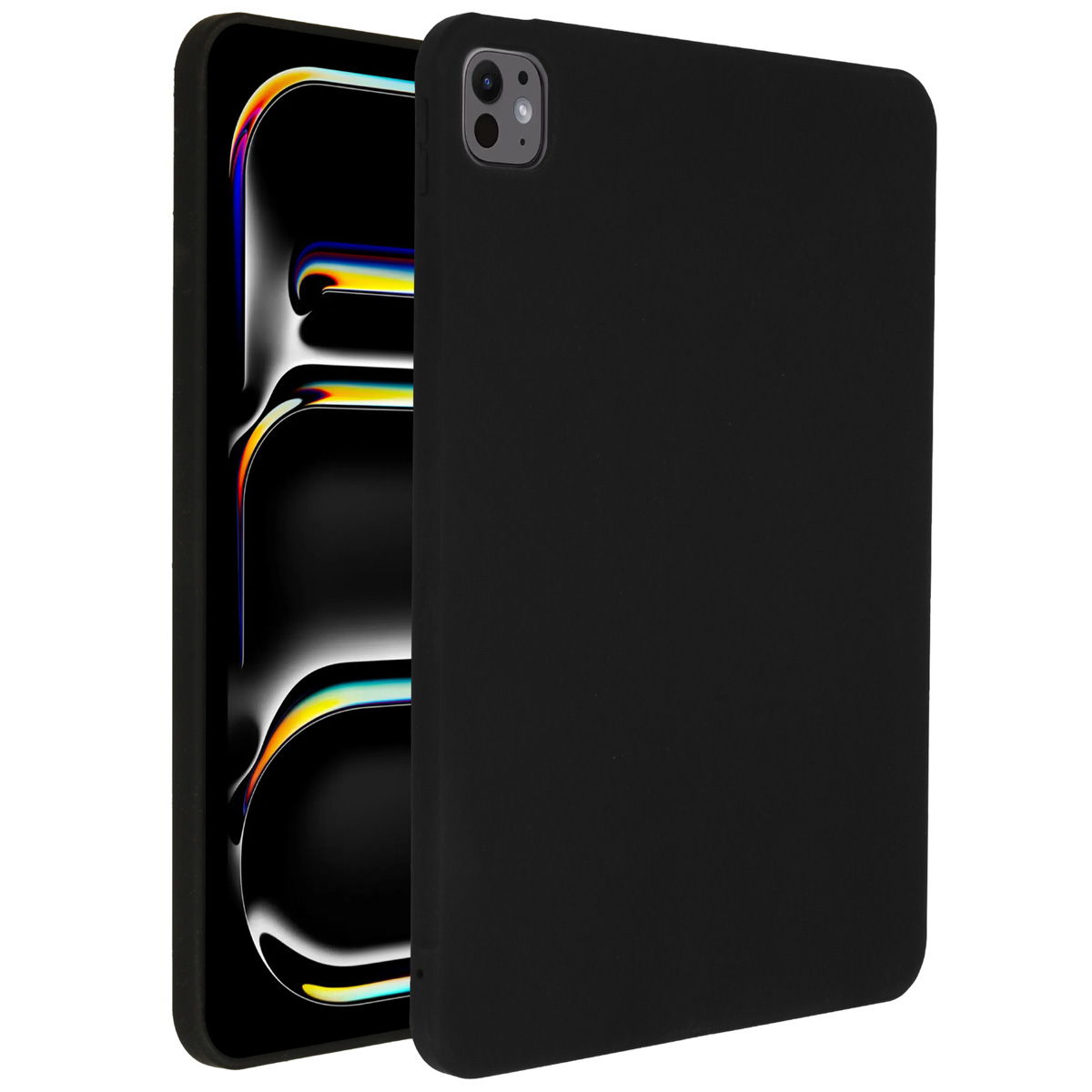 Accezz Liquid Silicone Back Cover mit Stifthalter für das Apple iPad Pro 11 (2025) M5 / (2024) M4 - Schwarz