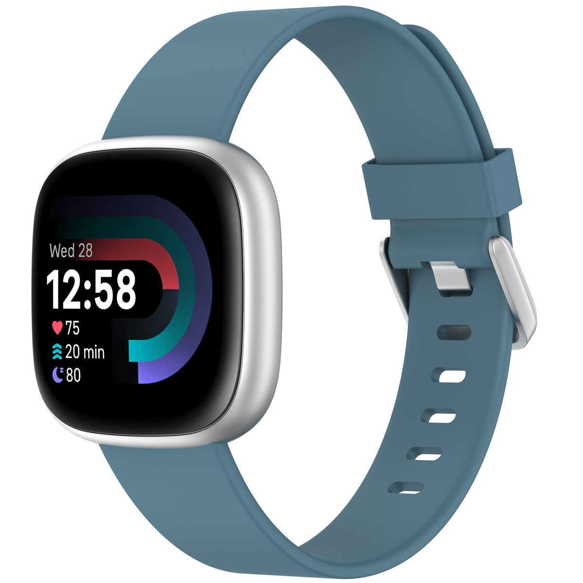 imoshion Silikonband für Fitbit Versa / Versa 2 / Versa Lite - Größe L - Blau & Grau