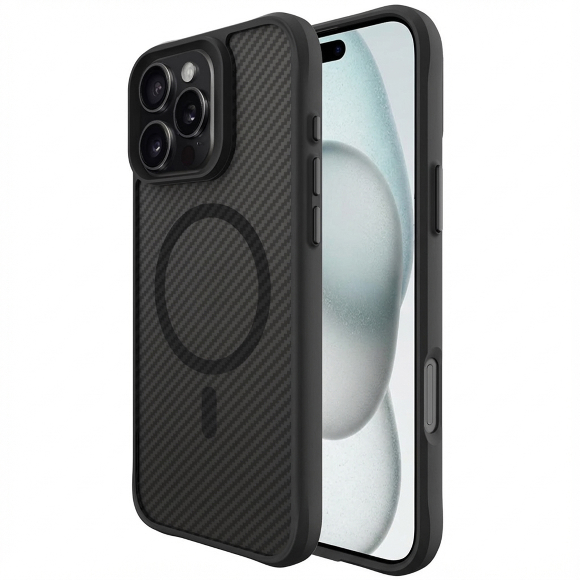 imoshion Rugged Hybrid Carbon Case mit MagSafe für das Apple iPhone 16 Pro - Schwarz