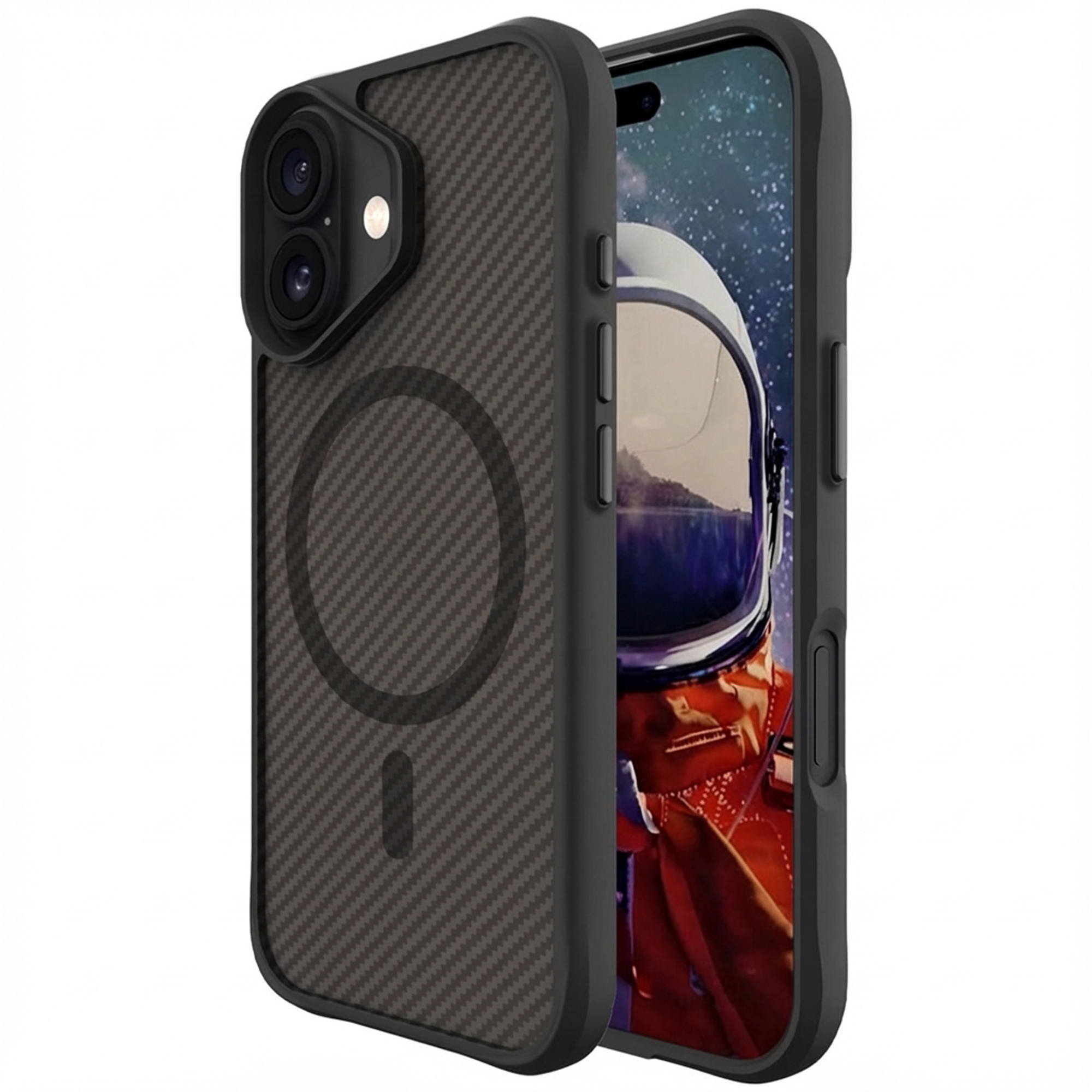 imoshion Rugged Hybrid Carbon Case mit MagSafe für das Apple iPhone 16 Plus - Schwarz