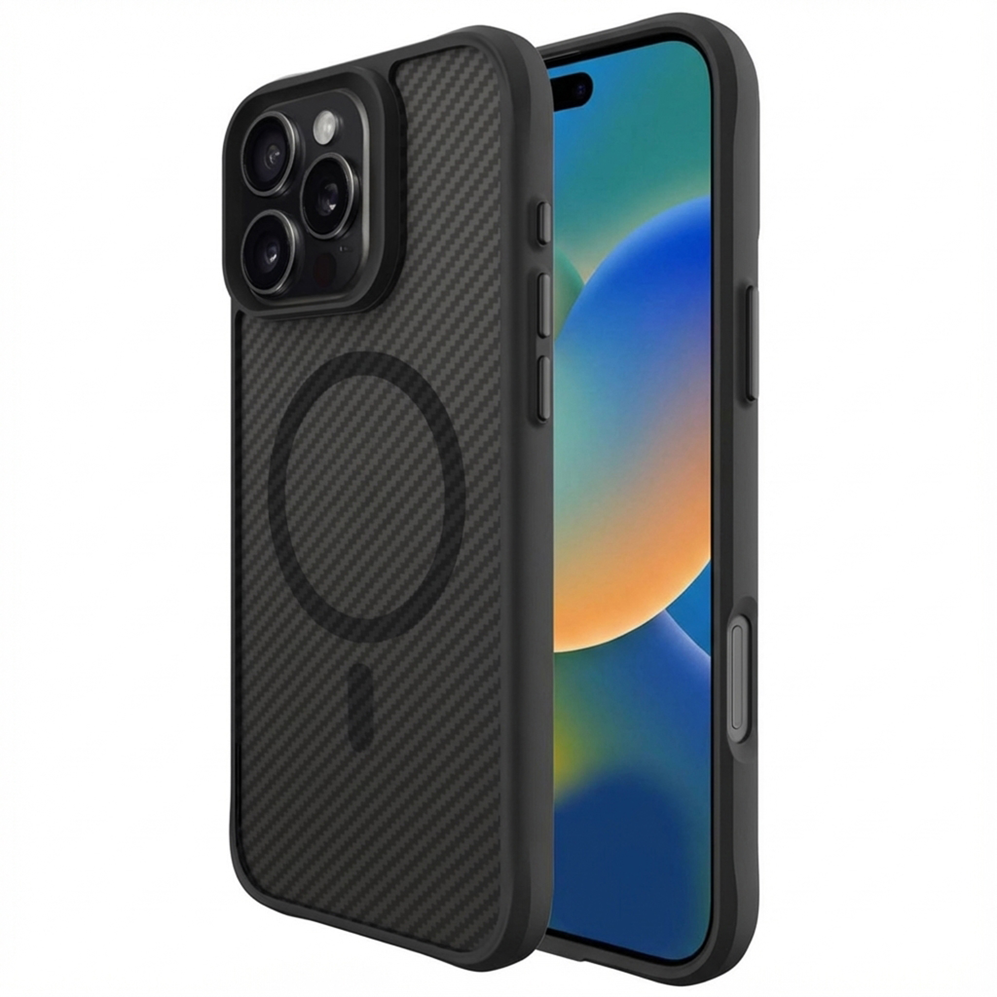 imoshion Rugged Hybrid Carbon Case mit MagSafe für das Apple iPhone 16 Pro Max - Schwarz