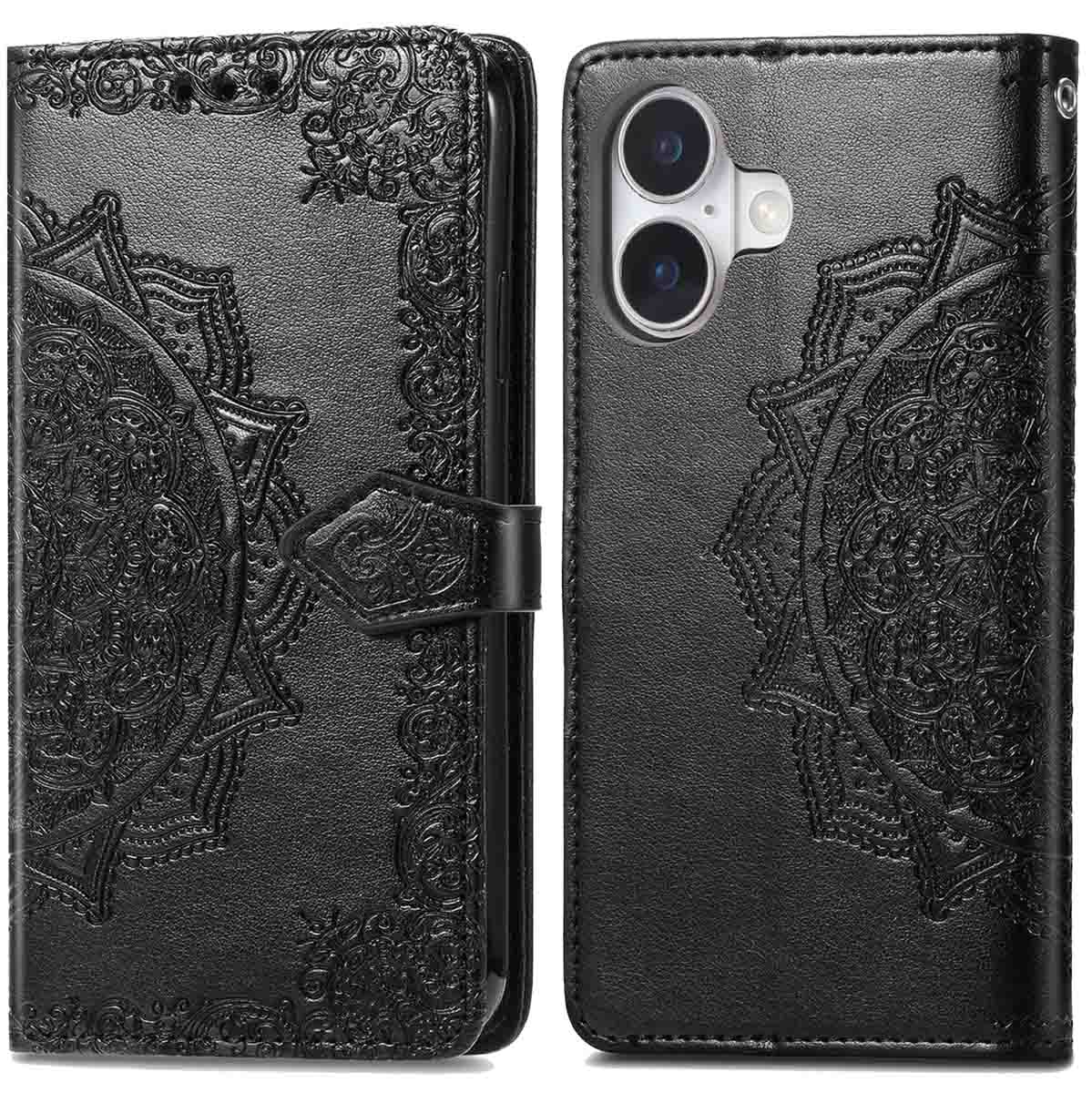 imoshion Mandala Klapphülle für das Apple iPhone 16 - Schwarz