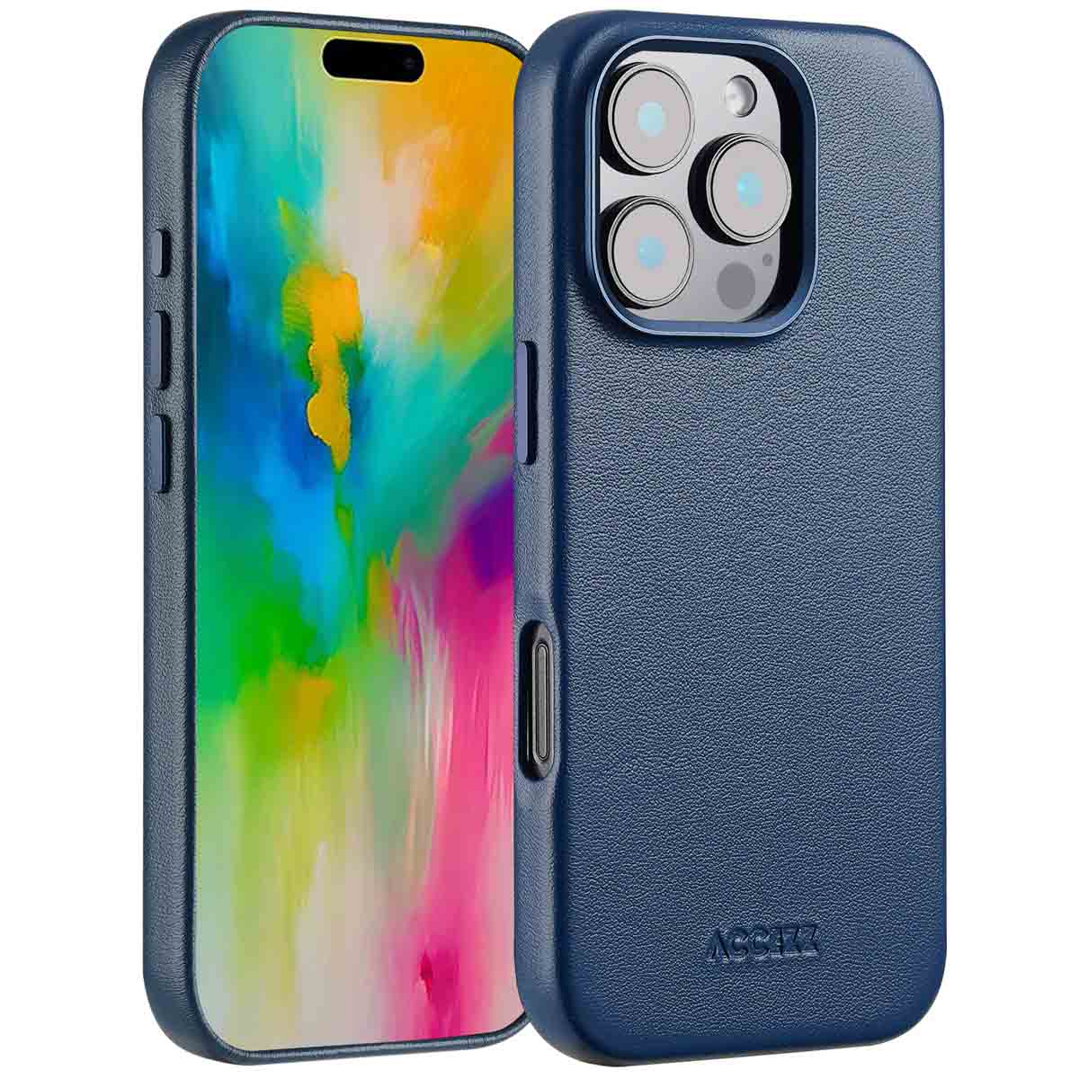 Accezz MagSafe Leather Backcover für das Apple iPhone 16 Pro - Nightfall Blue