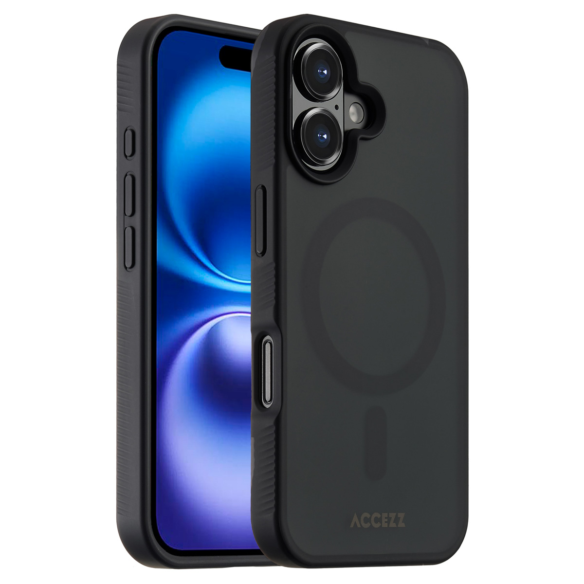 Accezz Rugged Frosted Back Cover mit MagSafe für das Apple iPhone 16 - Schwarz