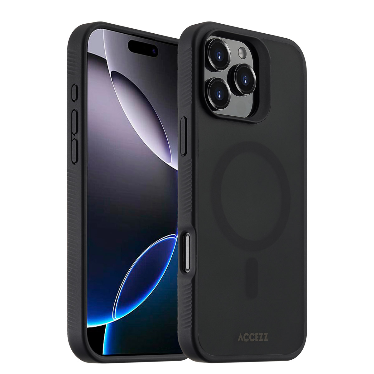 Accezz Rugged Frosted Back Cover mit MagSafe für das Apple iPhone 16 Pro Max - Schwarz