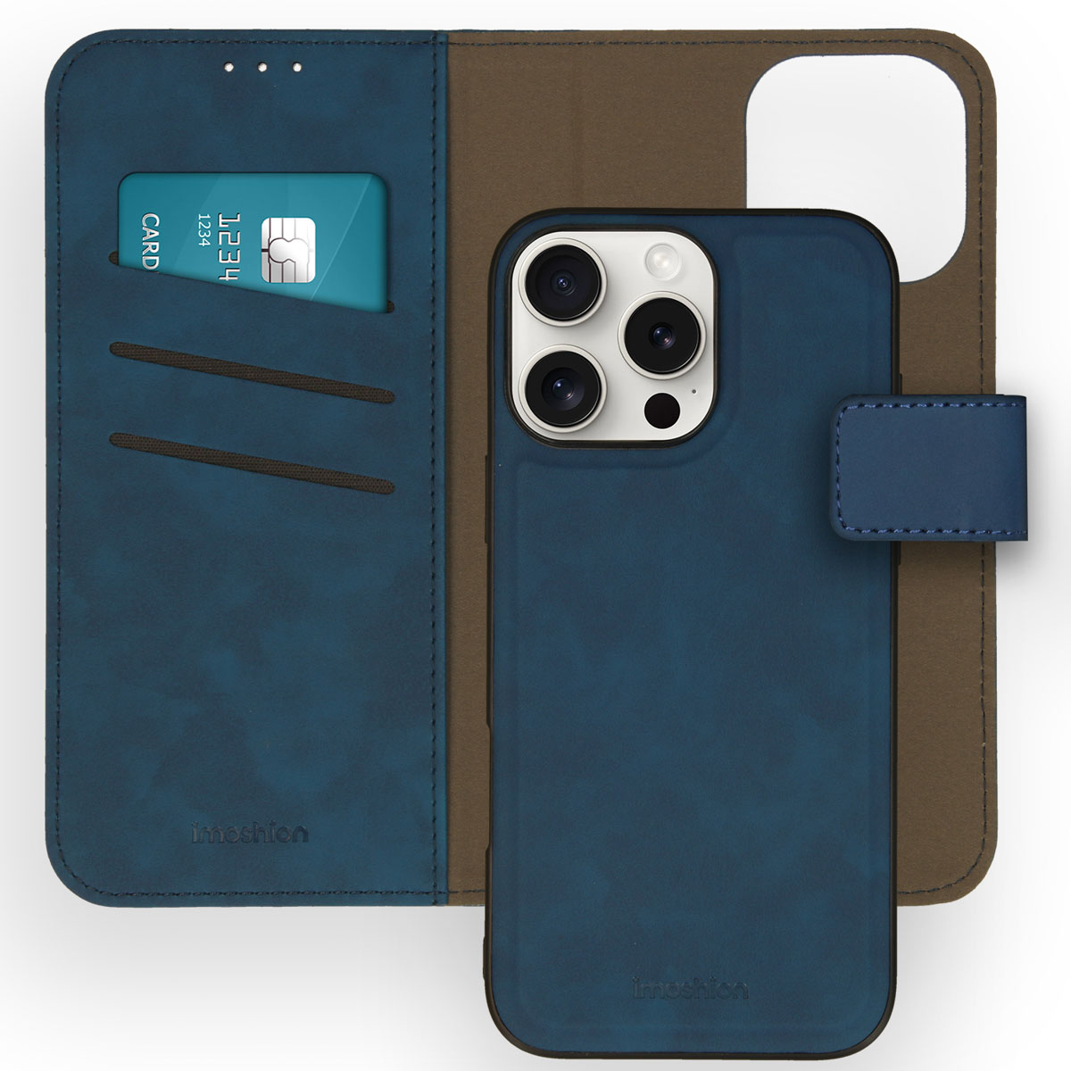 imoshion Entfernbare 2-1 Luxus Klapphülle für das Apple iPhone 16 Pro Max - Blau