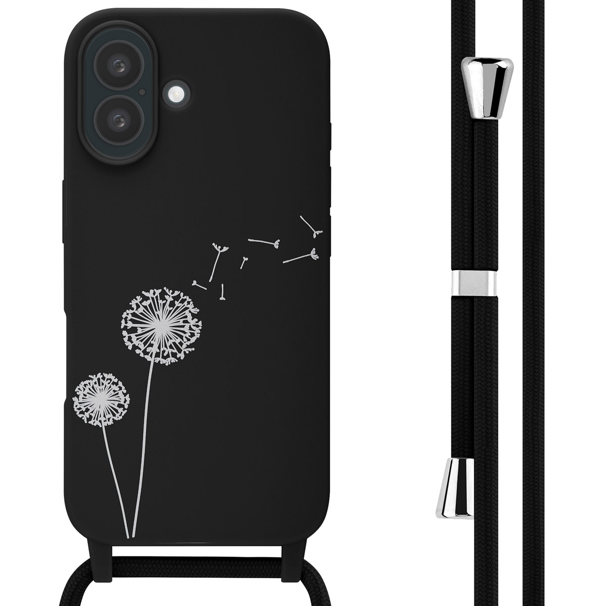 imoshion SilikonHülle design mit Band für das Apple iPhone 16 - Dandelion Black