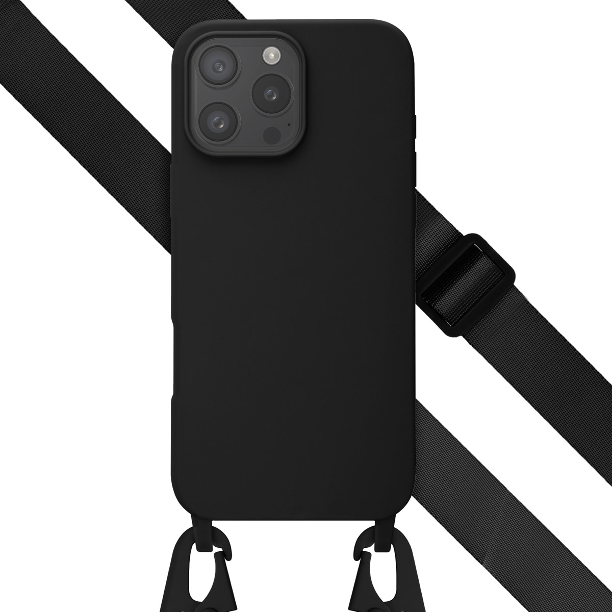 Selencia SilikonHülle mit abnehmbarem Band für das Apple iPhone 16 Pro Max - Schwarz