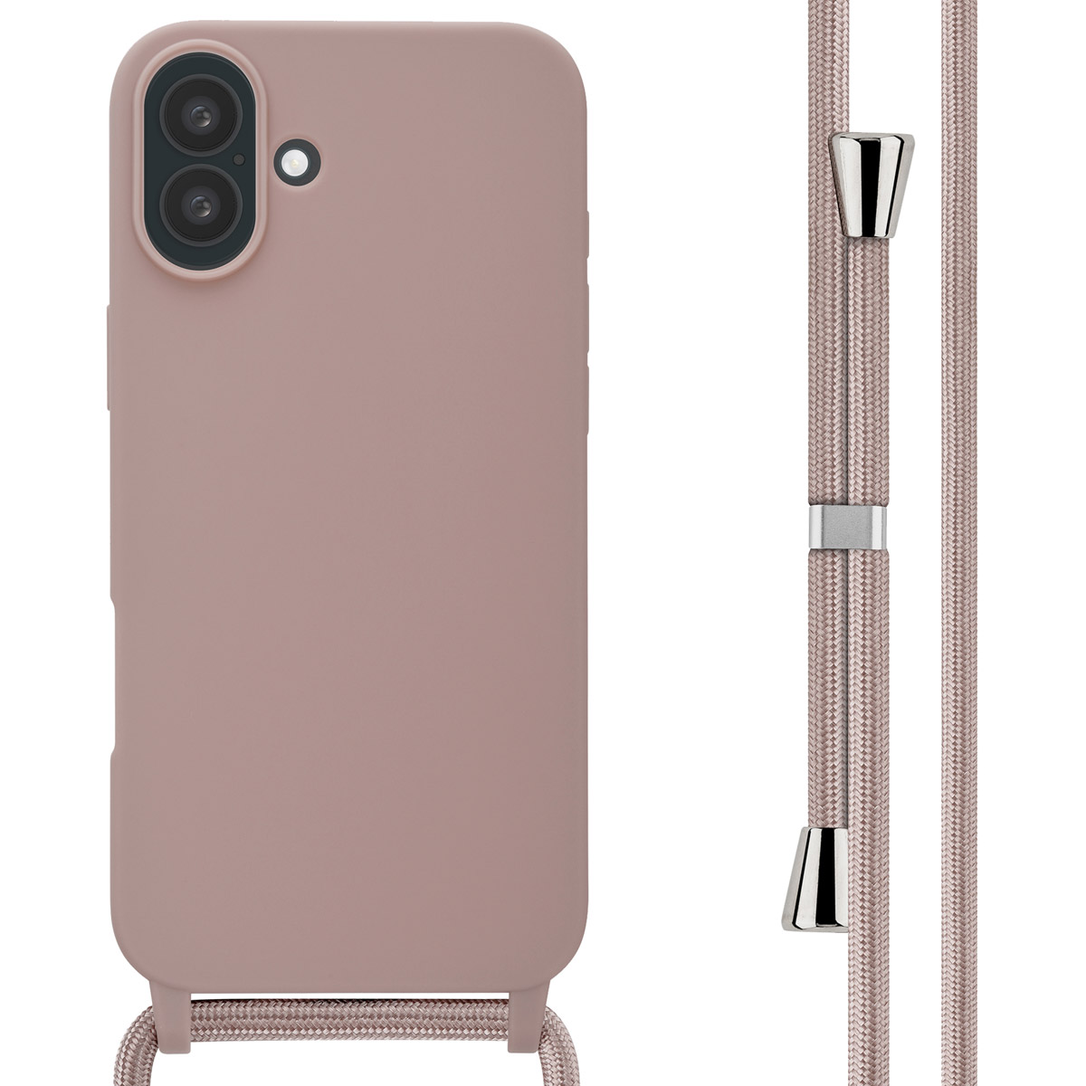 imoshion SilikonHülle mit Band für das Apple iPhone 16 Plus - Sand Pink