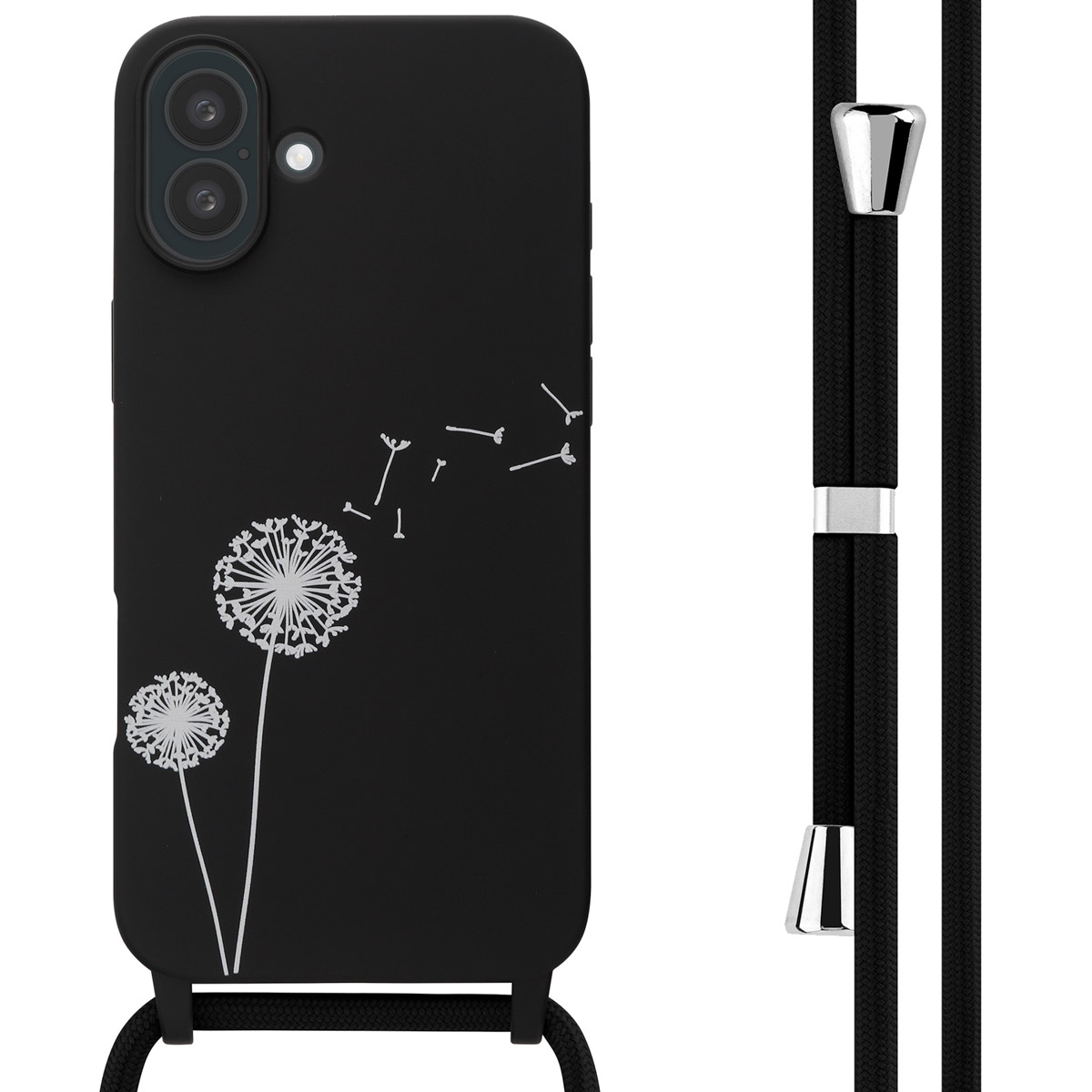 imoshion SilikonHülle design mit Band für das Apple iPhone 16 Plus - Dandelion Black